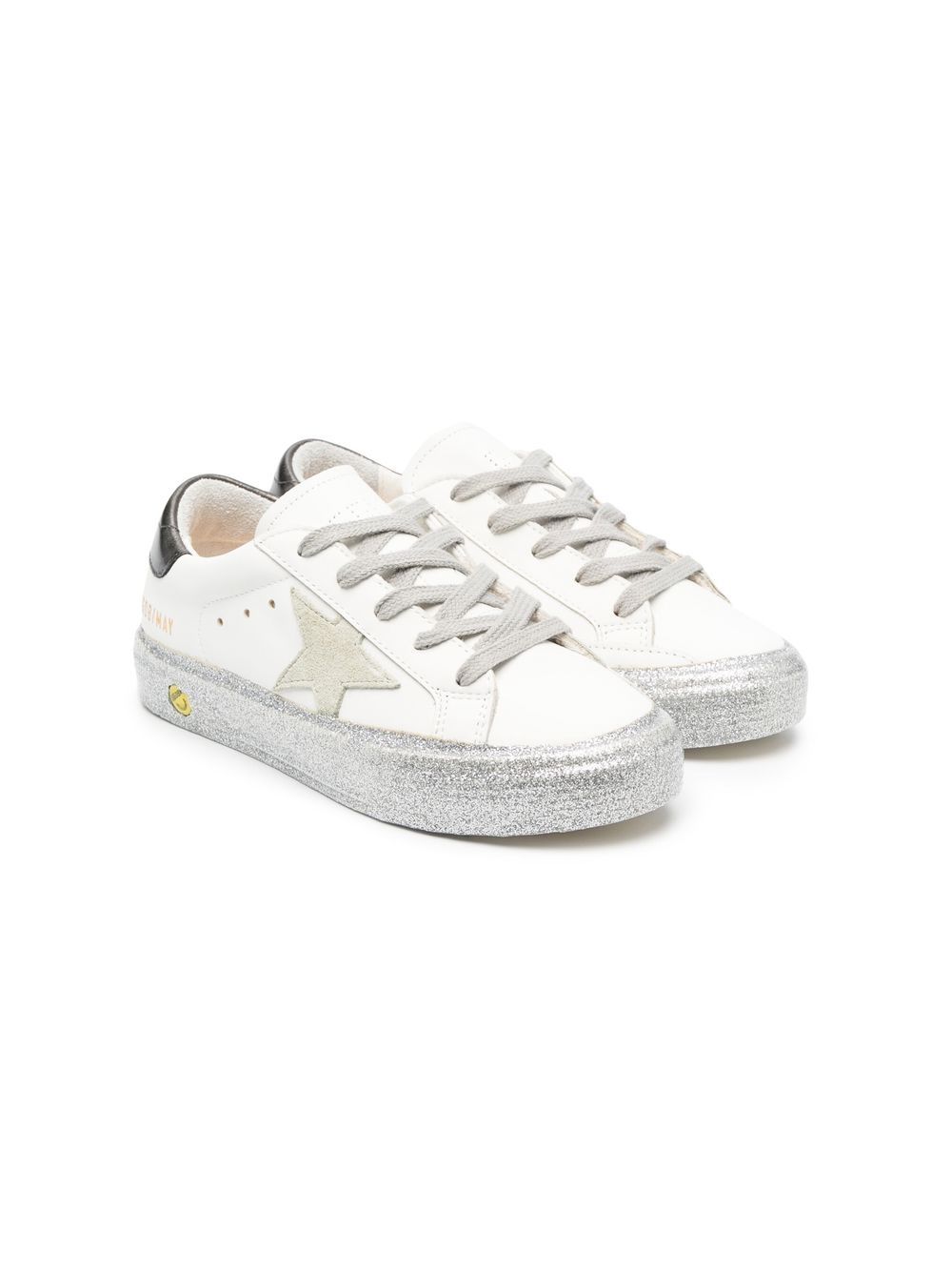 Golden Goose Kids Superstar 亮片金葱低帮运动鞋 - 白色
