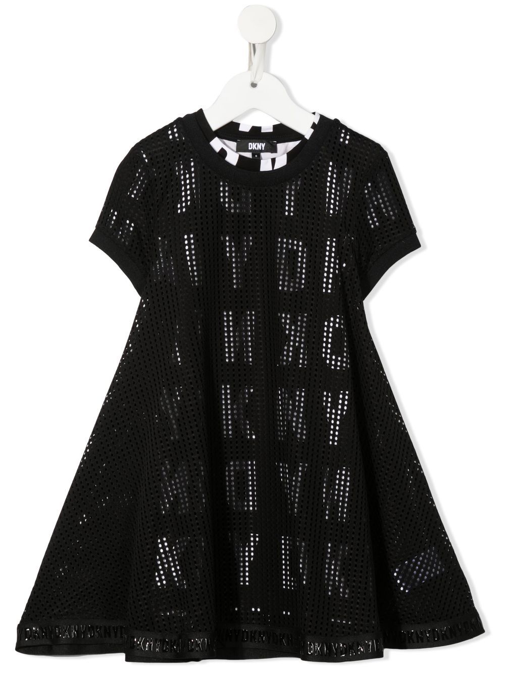 Dkny Kids logo-mania 双面连衣裙 - 黑色
