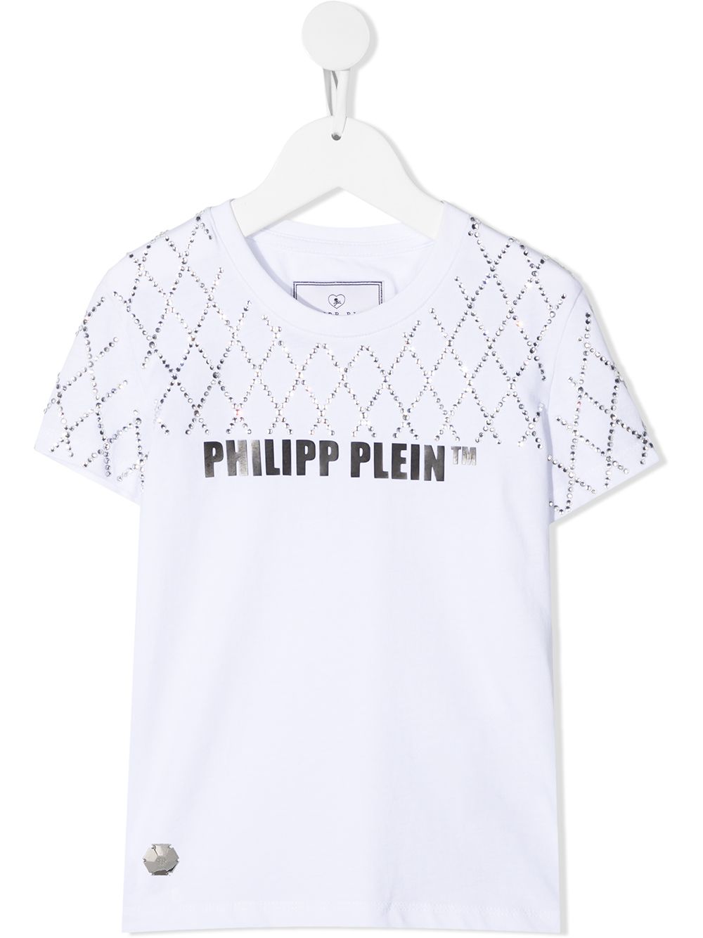 Philipp Plein Junior 水钻缀饰短袖T恤 - 白色