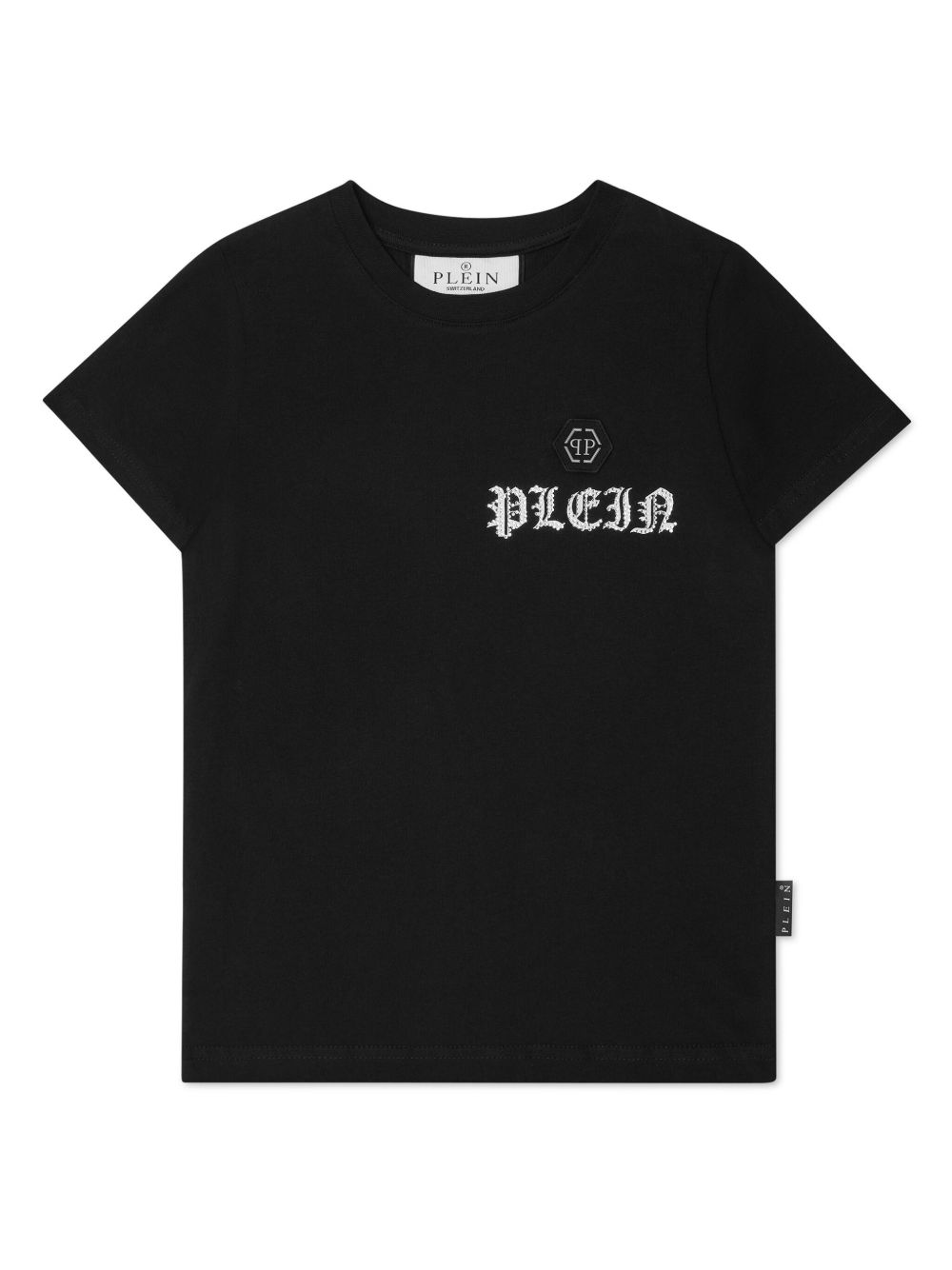 Philipp Plein Junior 晶饰棉T恤 - 黑色