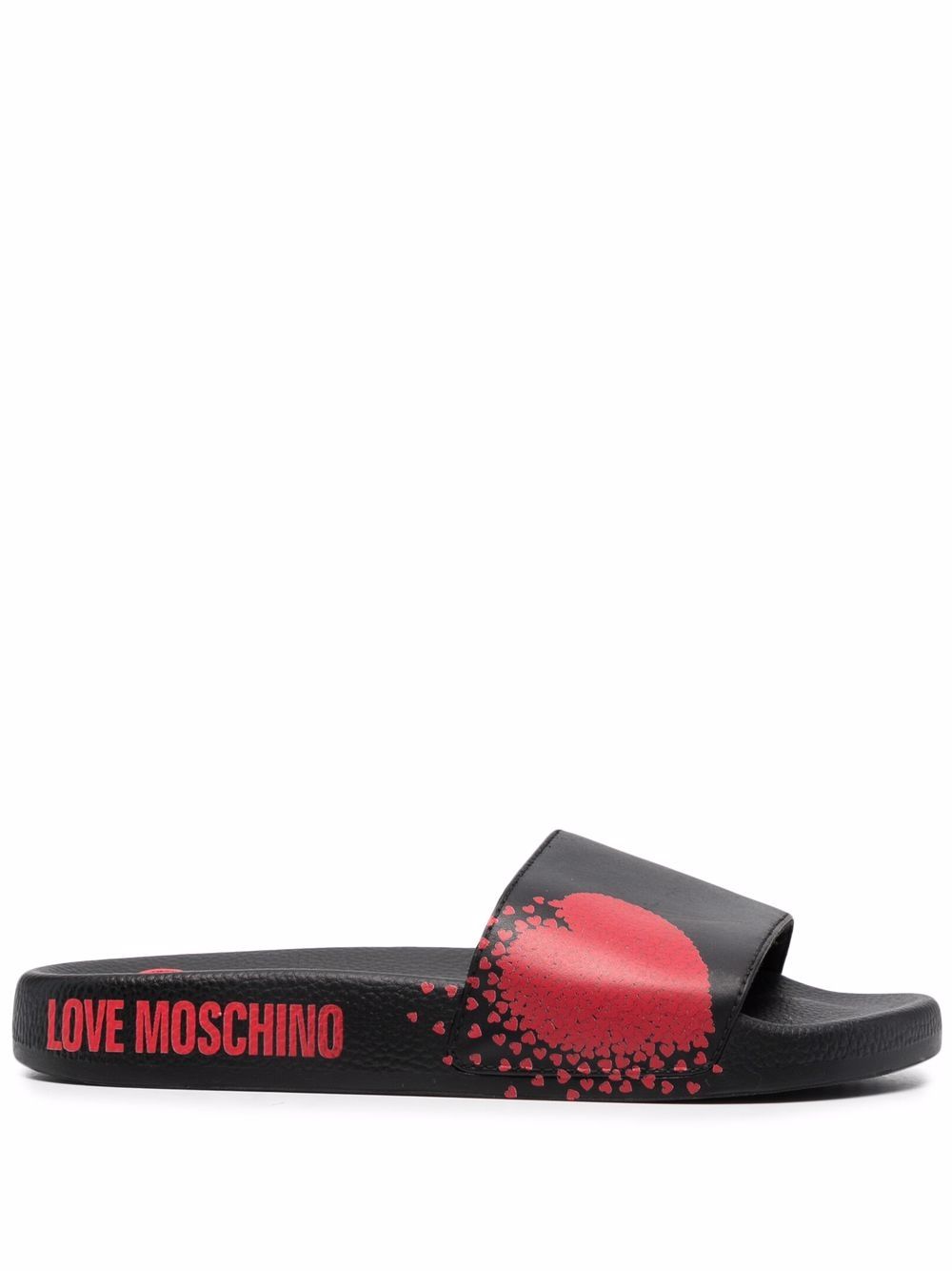 Love Moschino 莫斯奇诺 爱心logo印花拖鞋 - 黑色