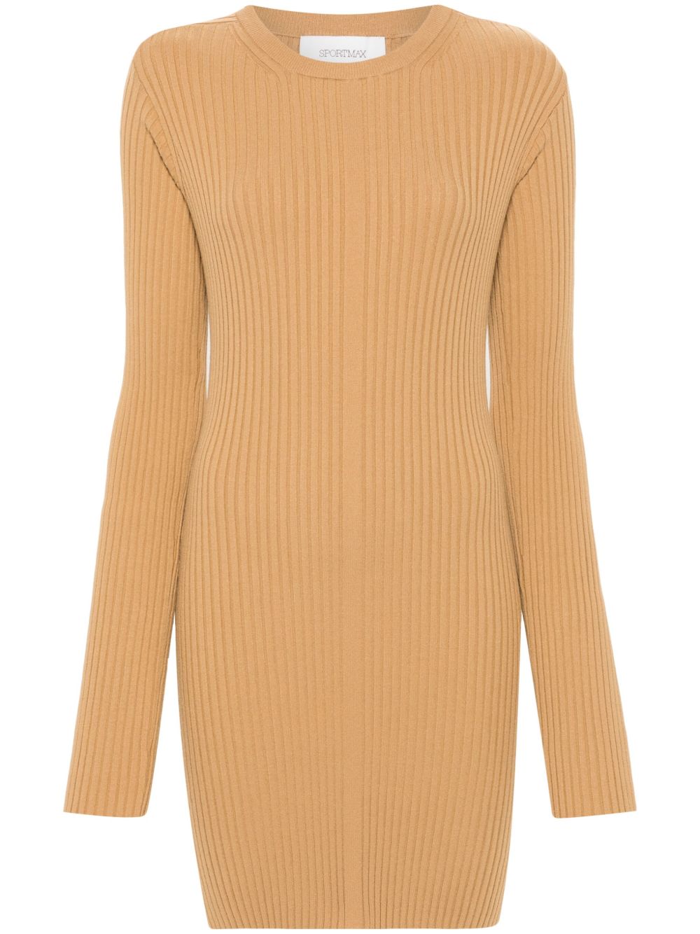 Sportmax 罗纹针织长袖连衣裙 - 中性色