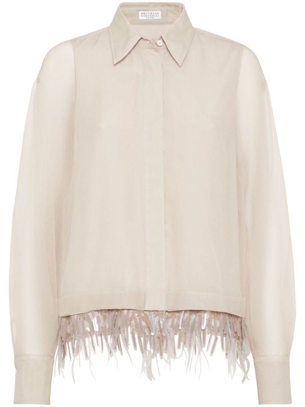 Brunello Cucinelli 流苏细节罩衫 - 中性色