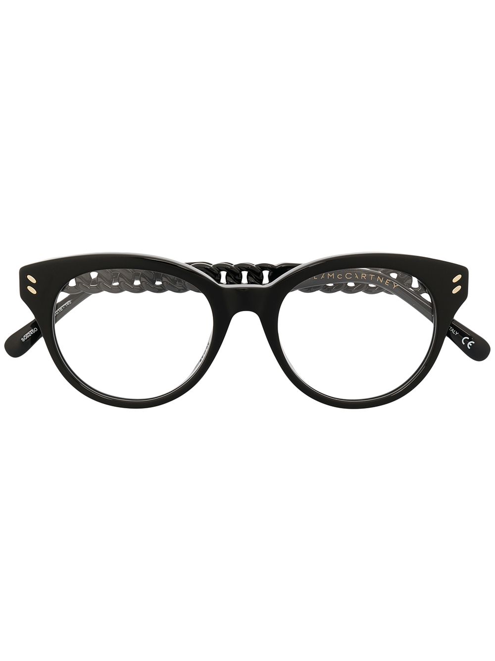 Stella McCartney Eyewear 斯特拉·麦卡特尼 锁链效果圆框眼镜 - 黑色