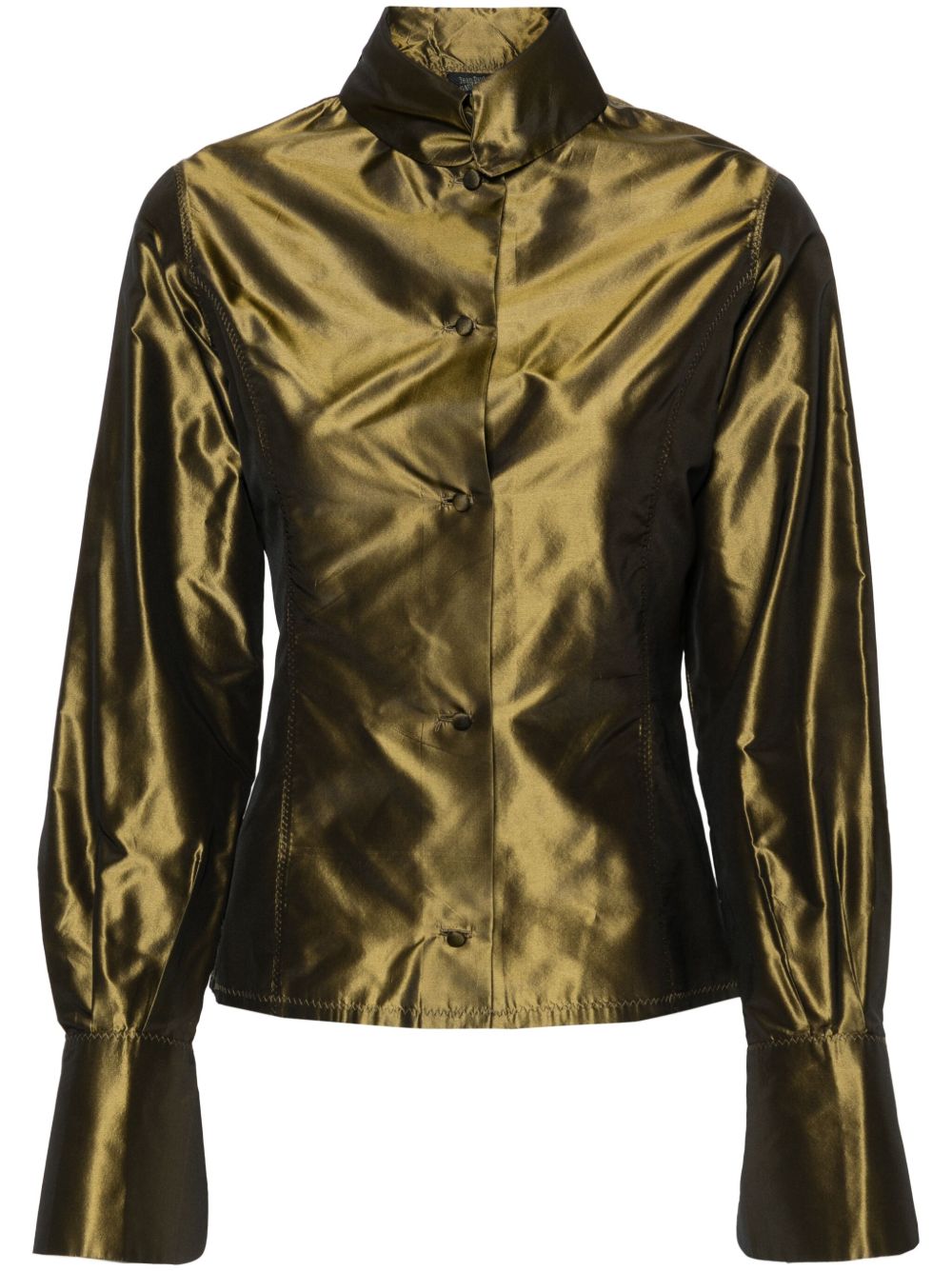 Jean Paul Gaultier Pre-Owned 金属感光泽真丝衬衫（1990年代典藏款） - 绿色