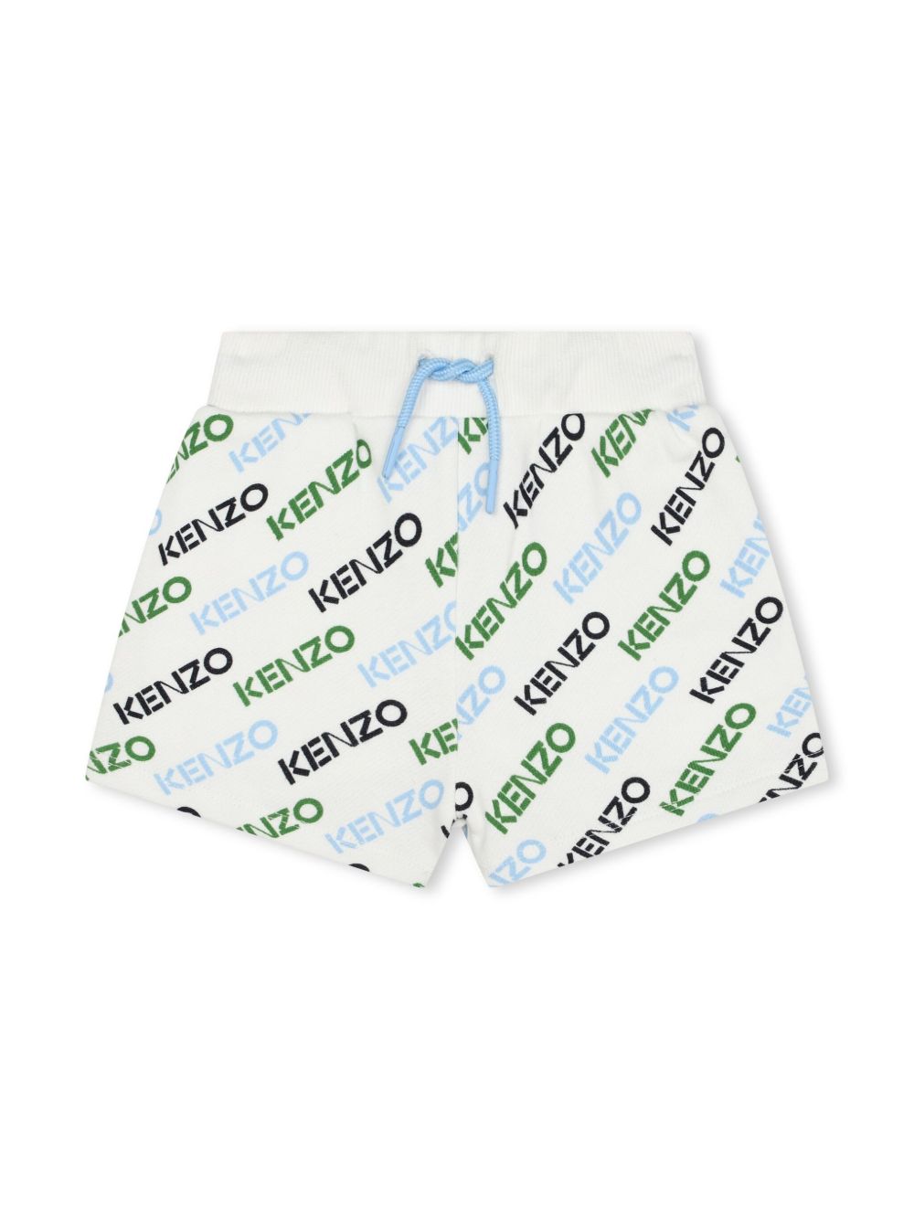 Kenzo Kids logo印花棉运动短裤 - 白色