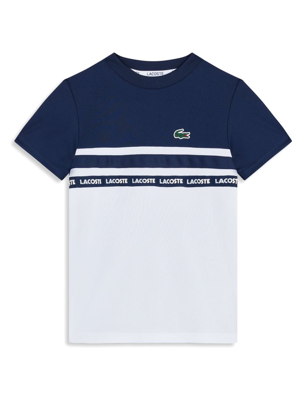 Lacoste Kids logo条纹短袖T恤 - 蓝色