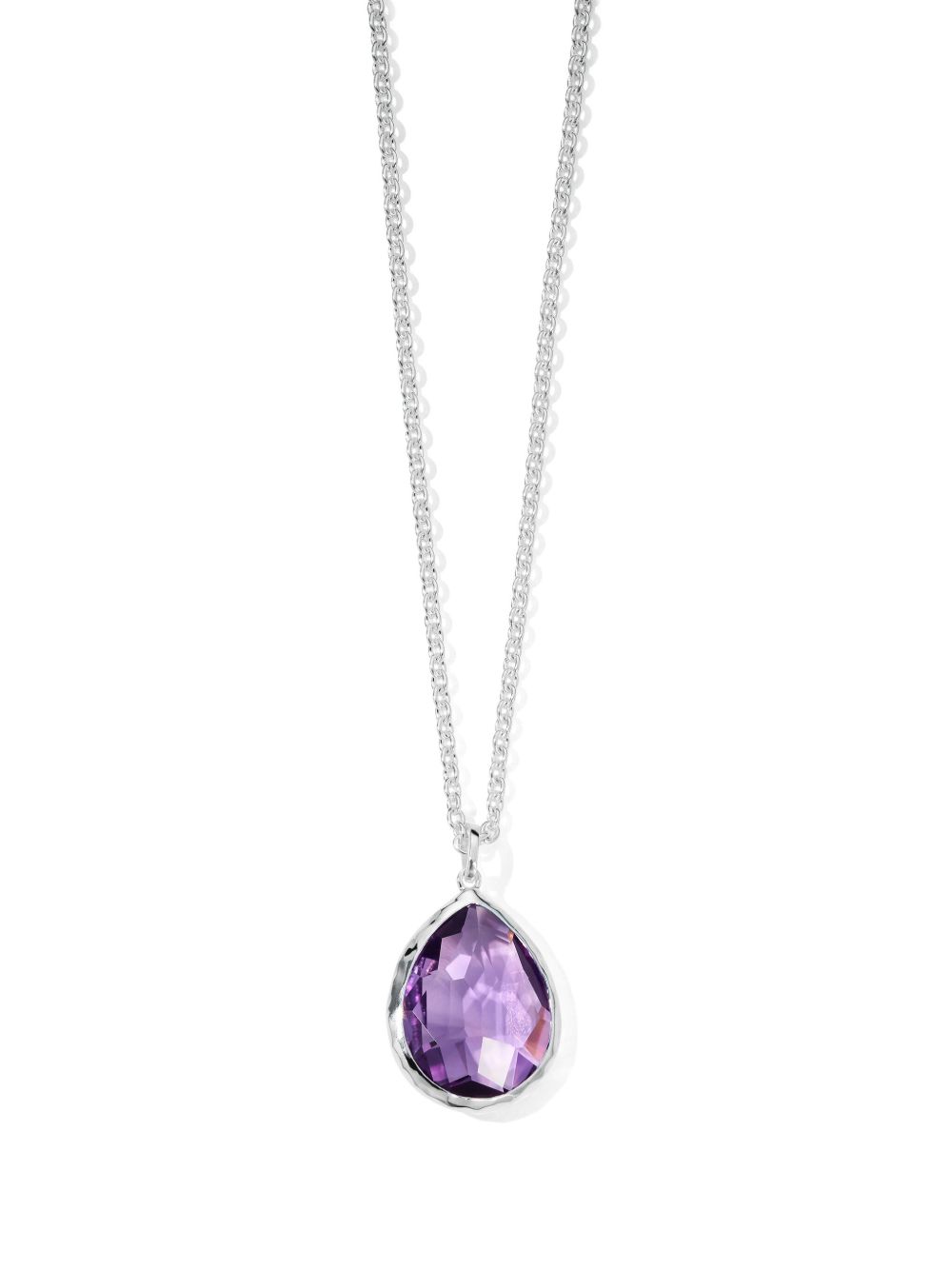 IPPOLITA Rock Candy® 紫晶泪滴形吊饰项链 - 银色