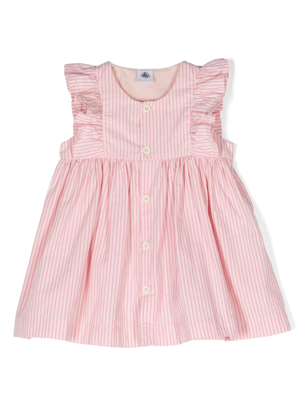 Petit Bateau 条纹棉连衣裙 - 粉色