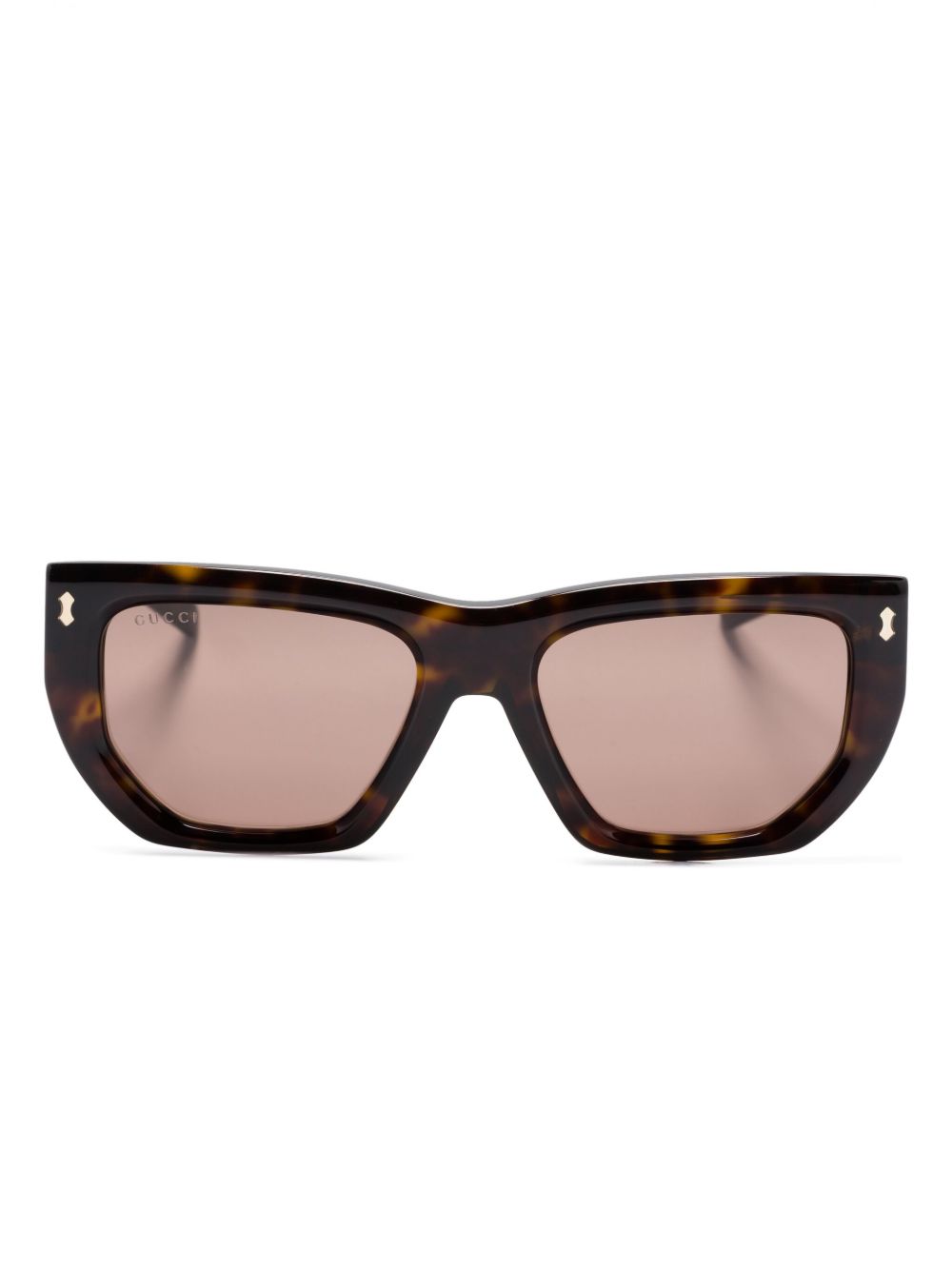 Gucci Eyewear 几何形镜框太阳眼镜 - 褐色