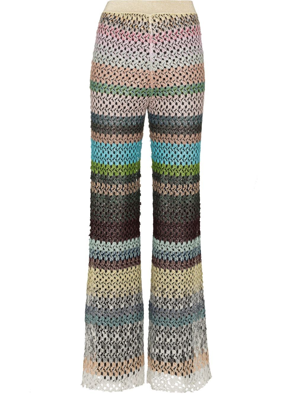 Missoni 条纹喇叭裤 - 粉色