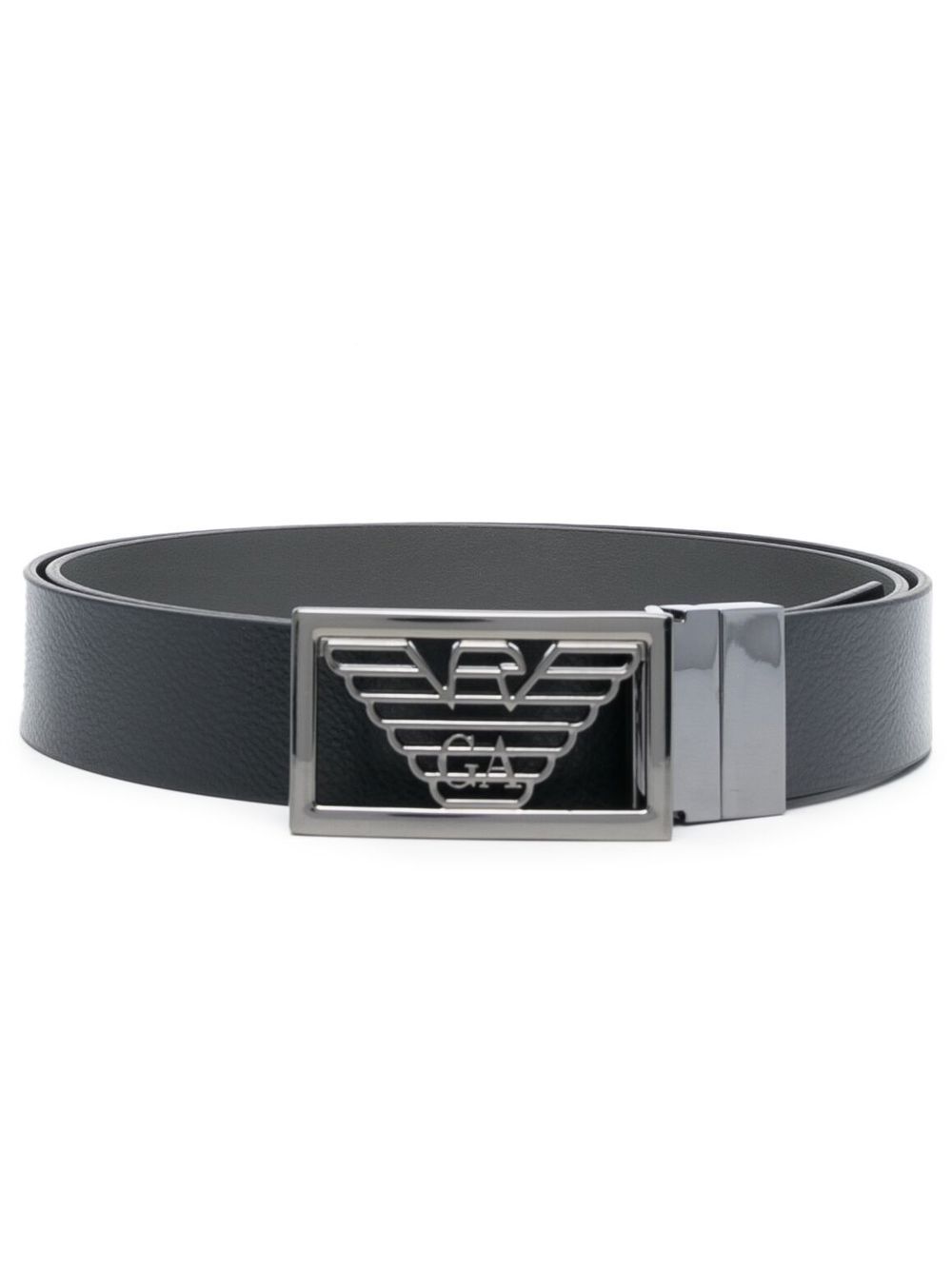 Emporio Armani logo标牌扣环腰带 - 黑色