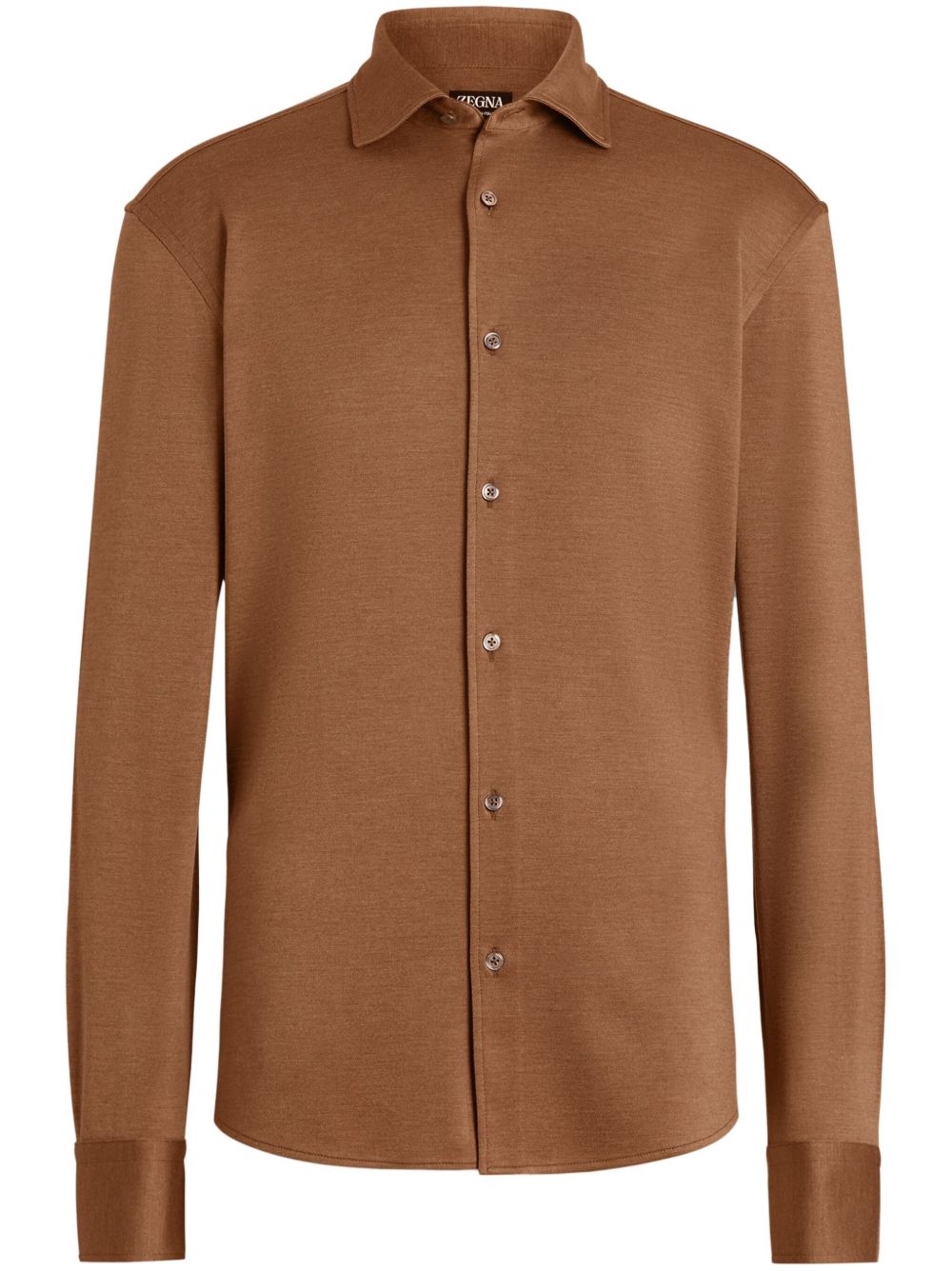 Zegna 排扣衬衫 - 褐色