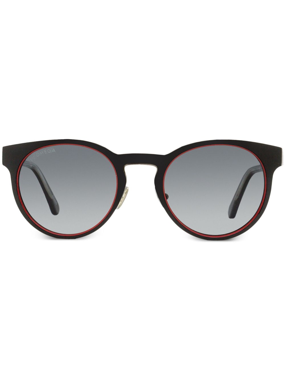 OMEGA EYEWEAR matte-finish round-frame sunglasses - 黑色