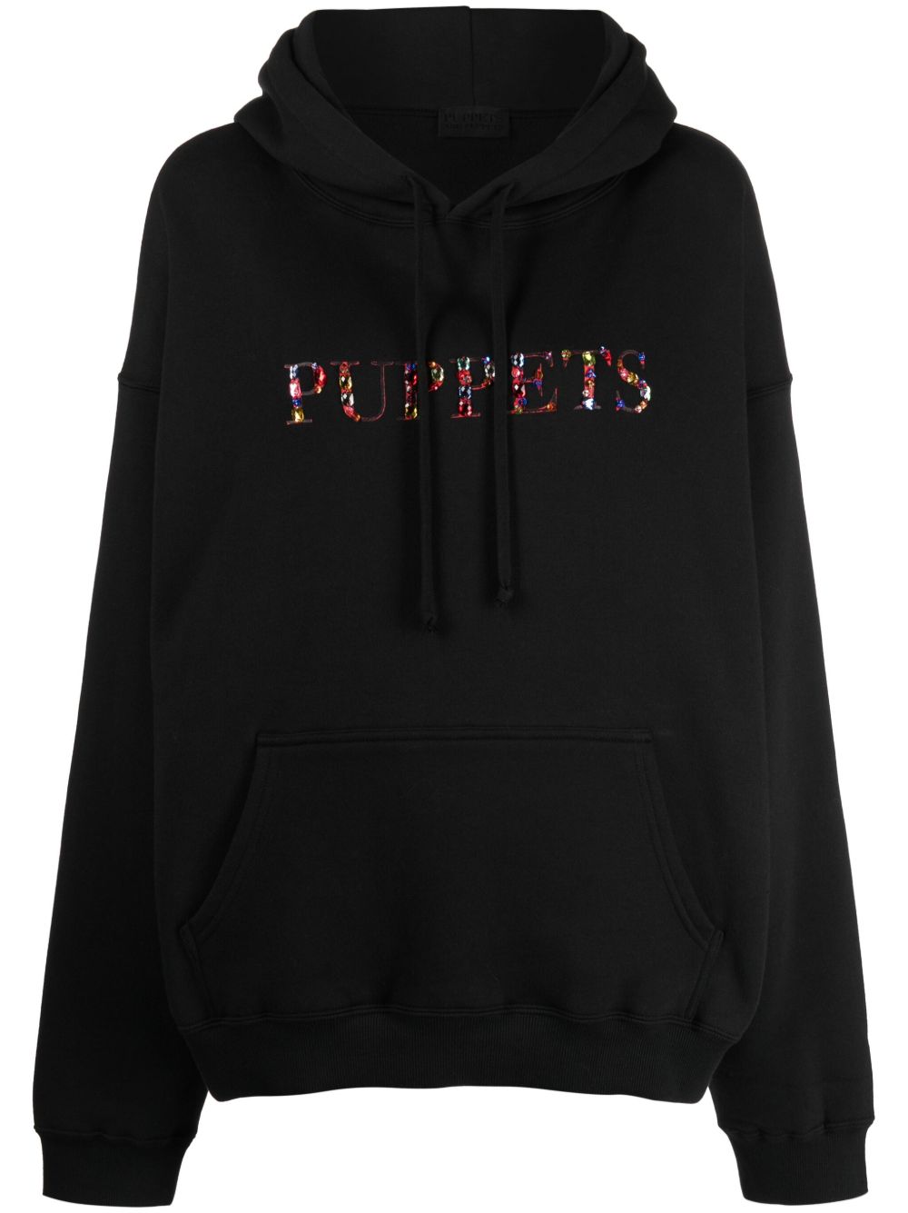 Puppets and Puppets 晶饰棉混纺连帽衫 - 黑色