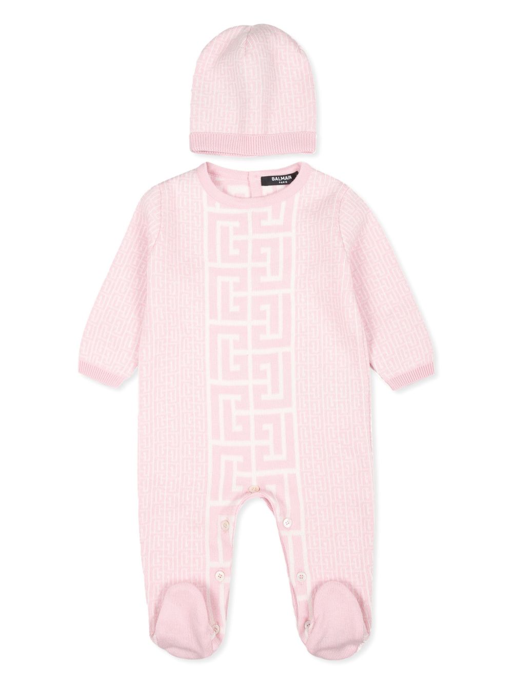 Balmain Kids logo印花连体衣套装 - 粉色