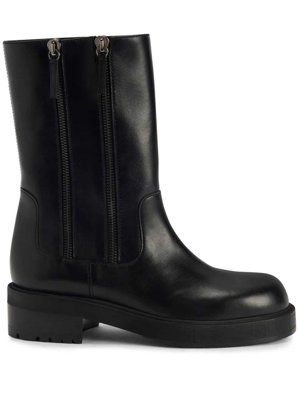 Giuseppe Zanotti Faustus 皮质中筒靴 - 黑色