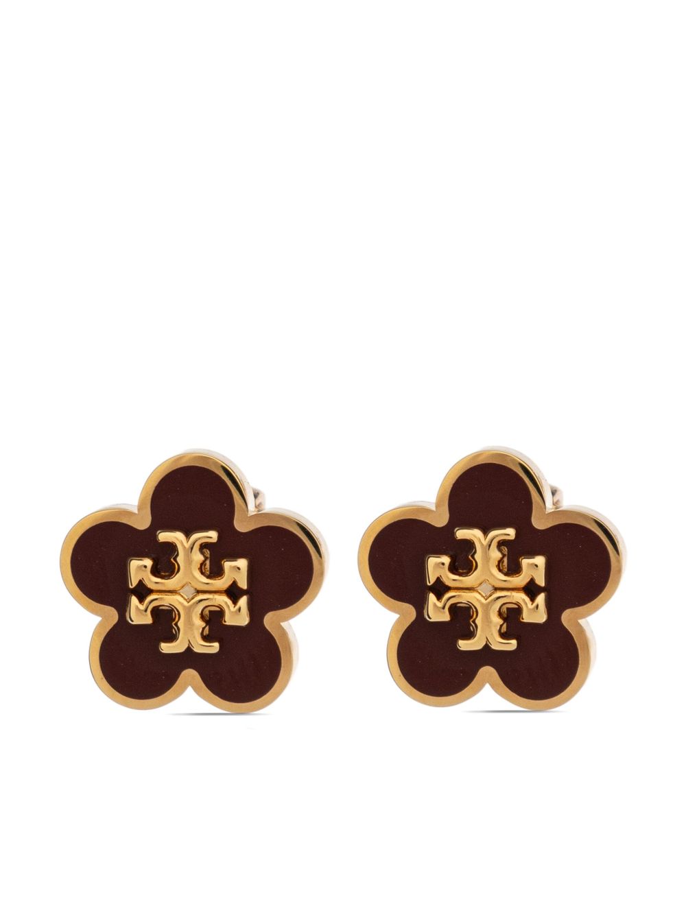 Tory Burch logo耳环 - 褐色