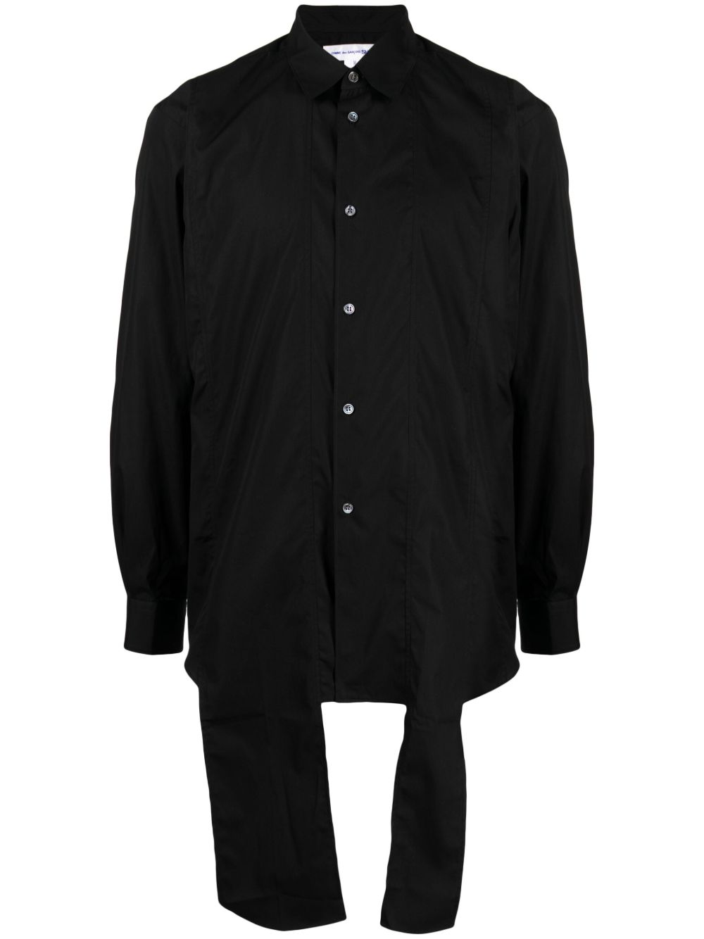 Comme Des Garçons Shirt 不对称下摆棉衬衫 - 黑色