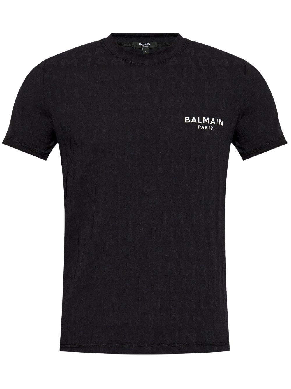 Balmain logo印花圆领T恤 - 黑色