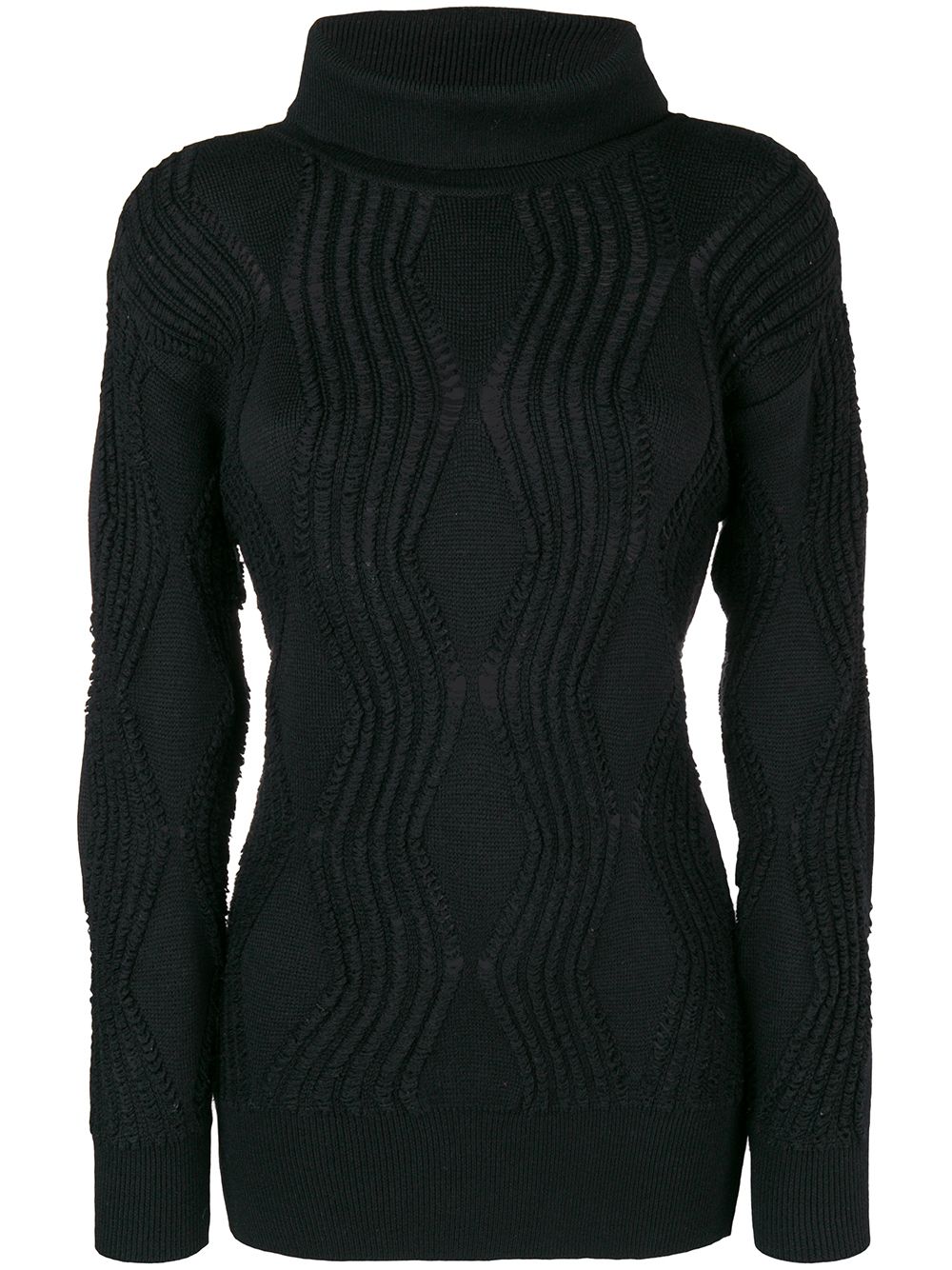 Issey Miyake Pre-Owned 古着纹路修身毛衣 - 黑色