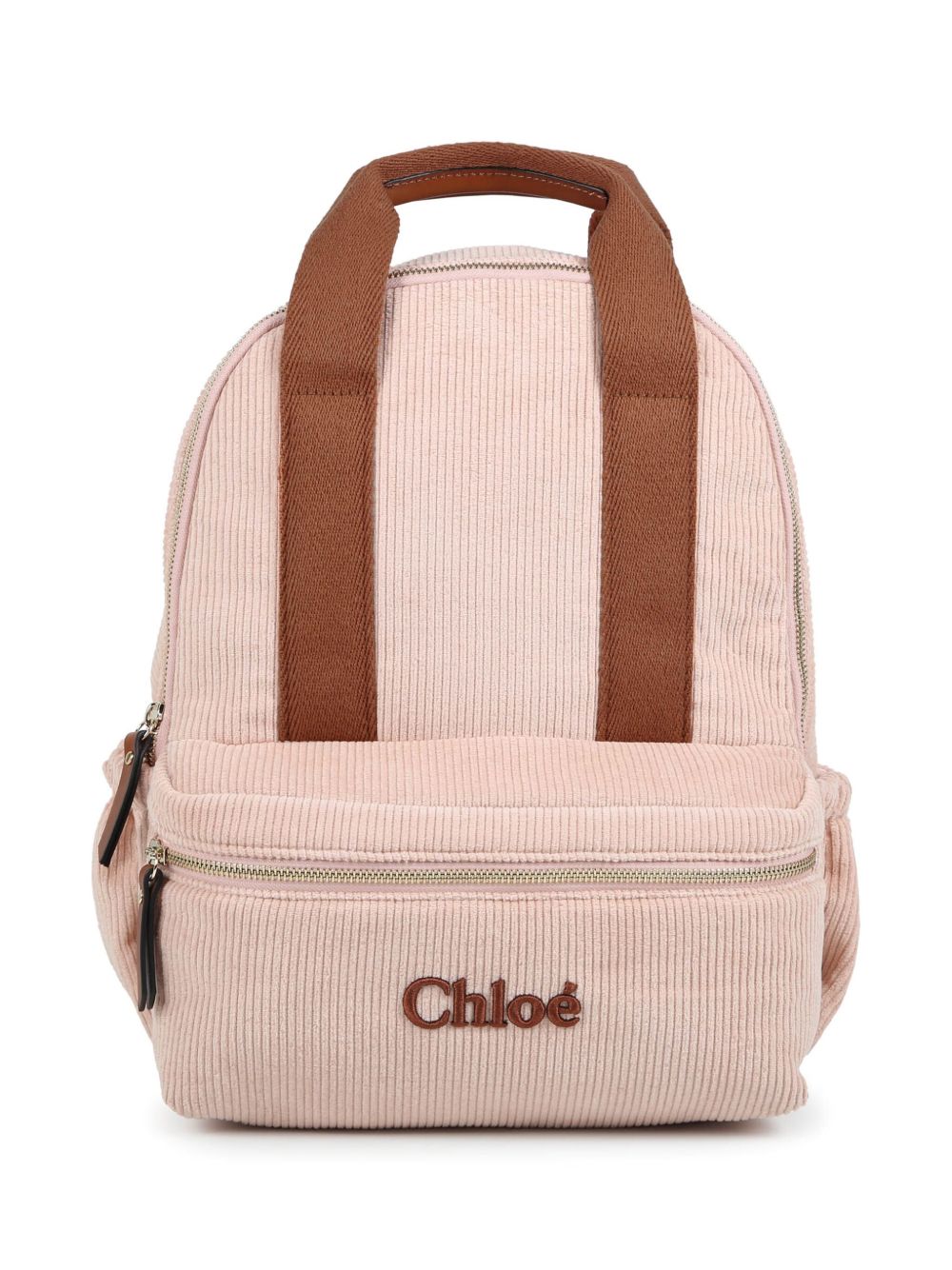 Chloé Kids logo刺绣棉双肩包 - 粉色