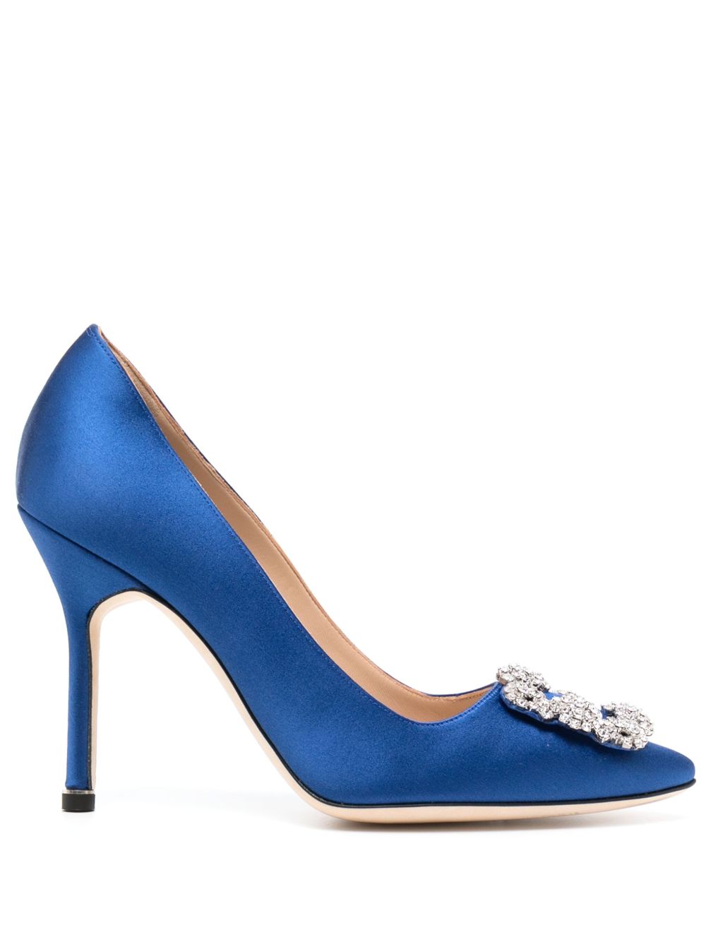 Manolo Blahnik Hangisi 缎面高跟鞋 - 蓝色