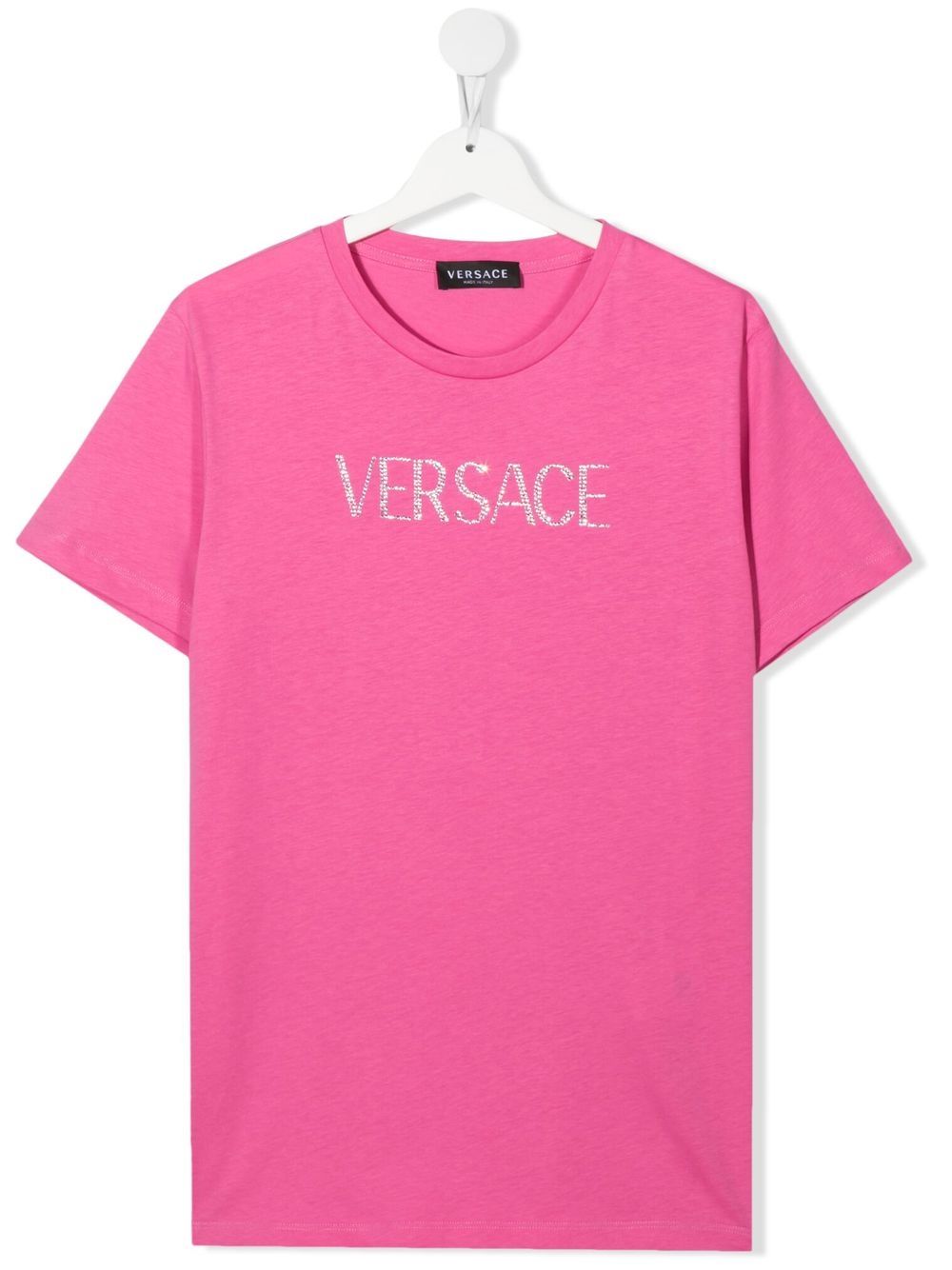 Versace Kids 范思哲 晶饰logo短袖T恤 - 粉色