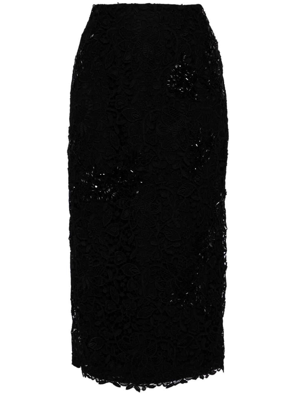 Carolina Herrera 蕾丝细节铅笔半身裙 - 黑色