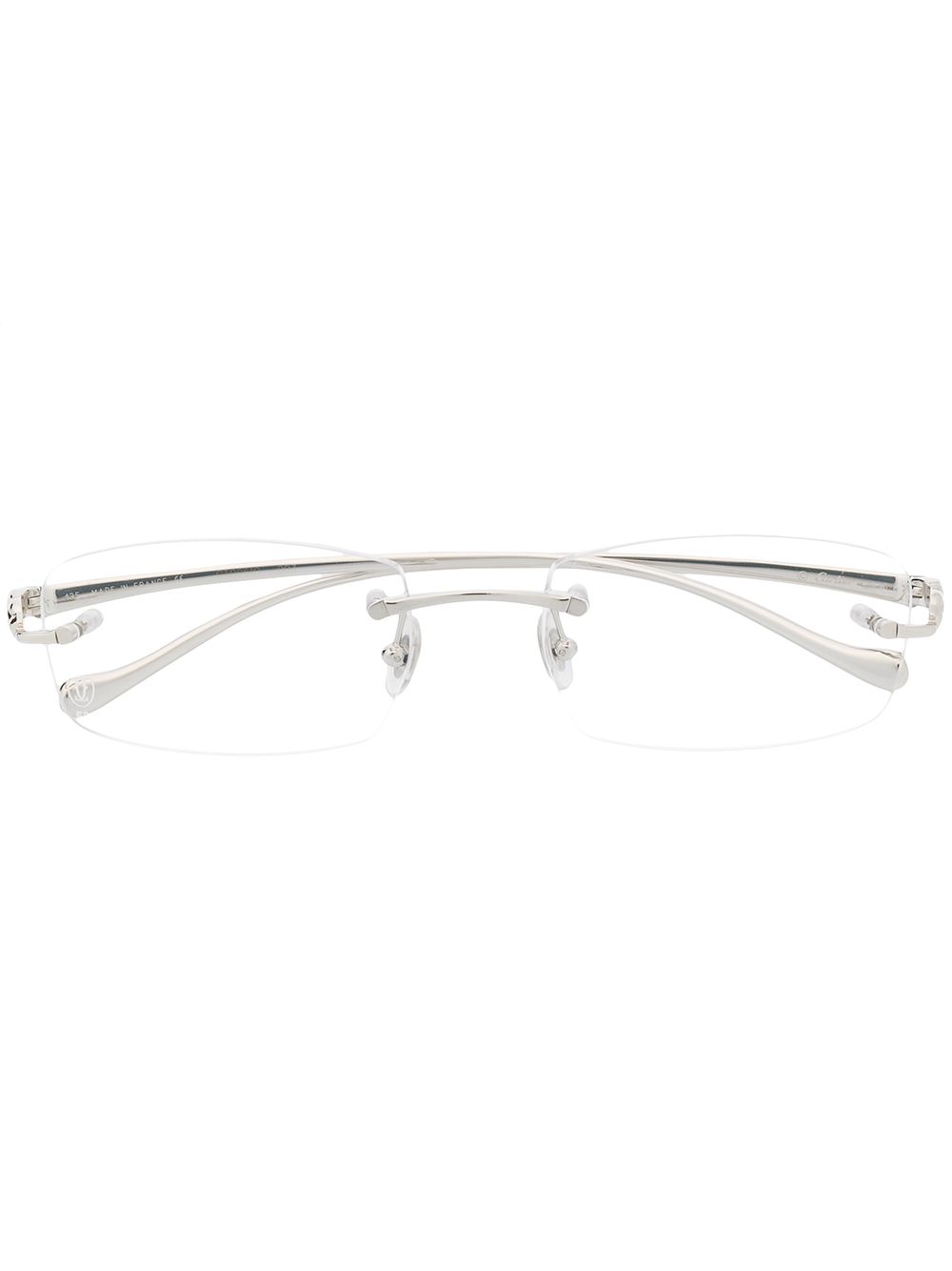 Cartier Eyewear 长方形无框眼镜 - 银色