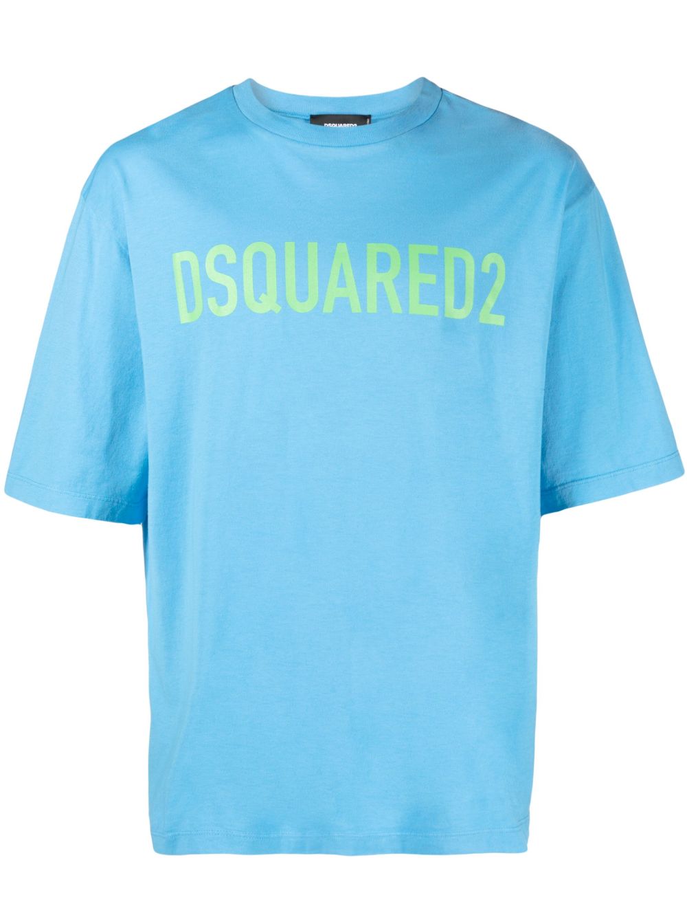 DSQUARED2 logo印花棉T恤 - 蓝色