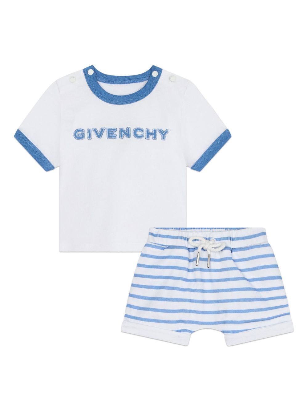 Givenchy Kids logo印花T恤和短裤套装 - 白色