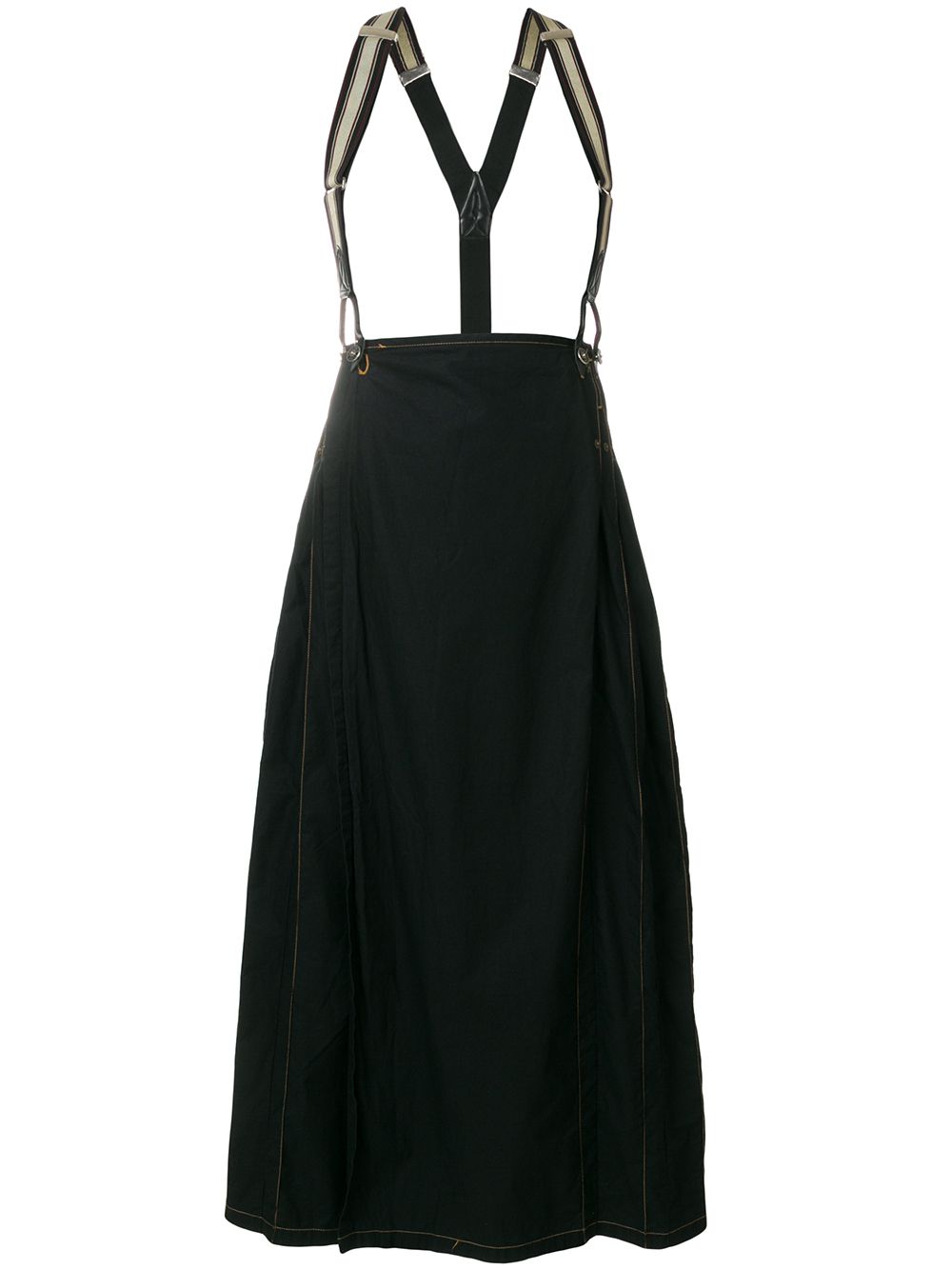 Jean Paul Gaultier Pre-Owned 背带褶饰半身裙 - 黑色