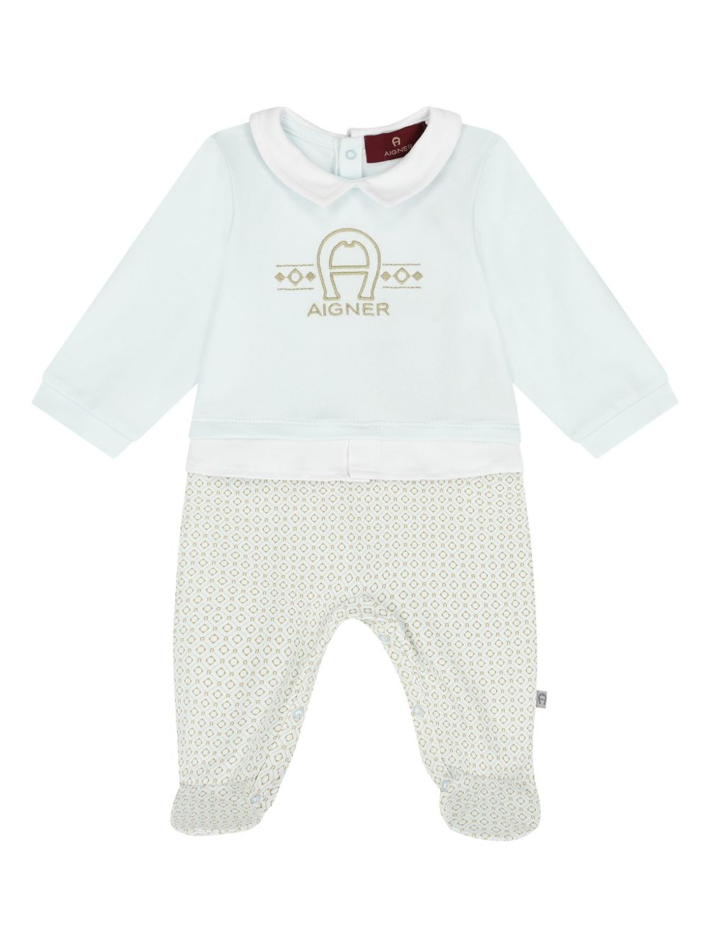 Aigner Kids logo刺绣连体衣 - 蓝色