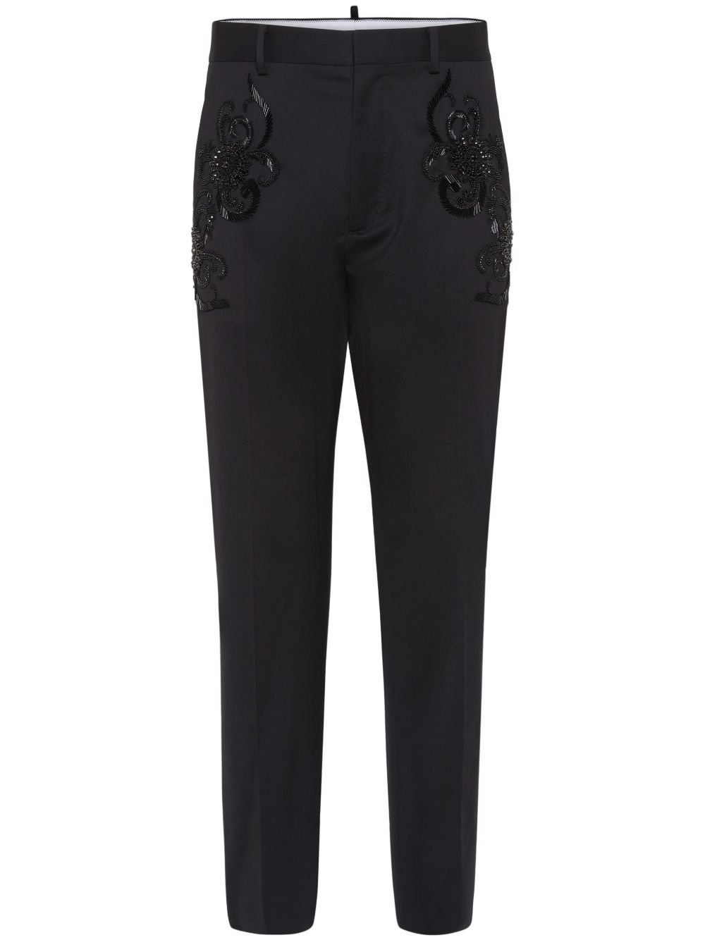 DSQUARED2 花卉贴花锥形裤 - 黑色