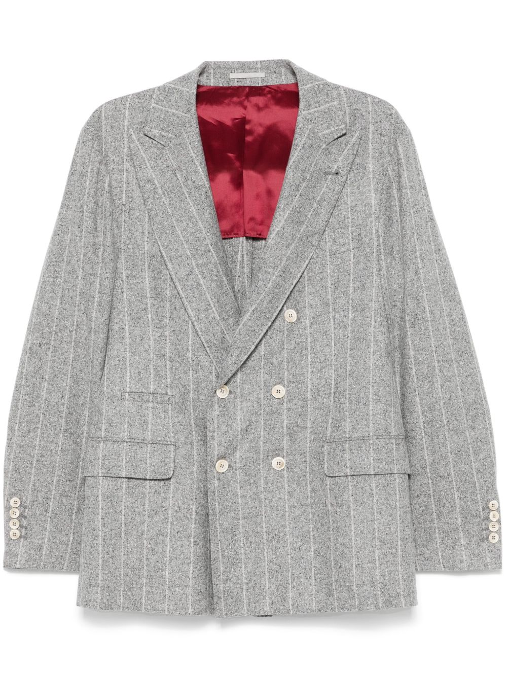 Brunello Cucinelli 细条纹西装夹克 - 灰色