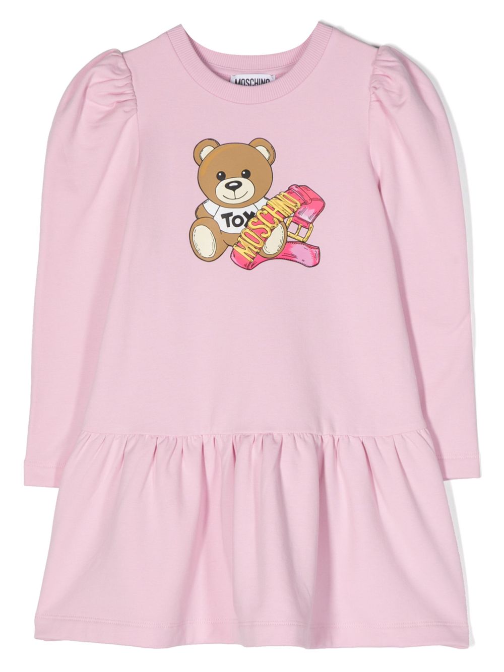 Moschino Kids Teddy Bear 印花抓绒连衣裙 - 粉色