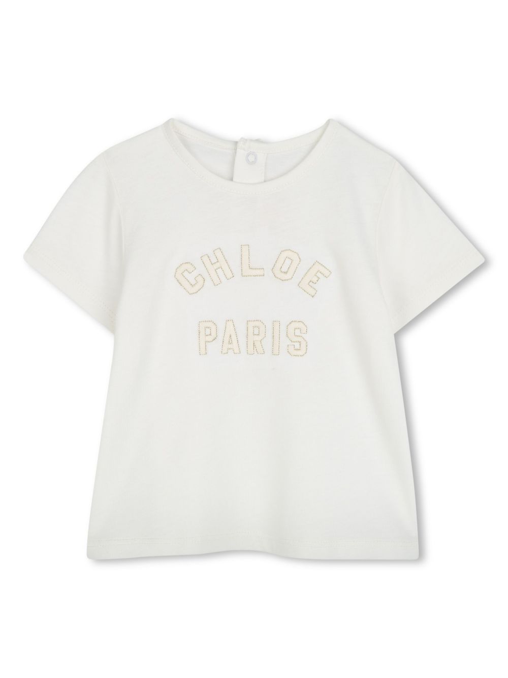 Chloé Kids logo刺绣棉T恤 - 白色