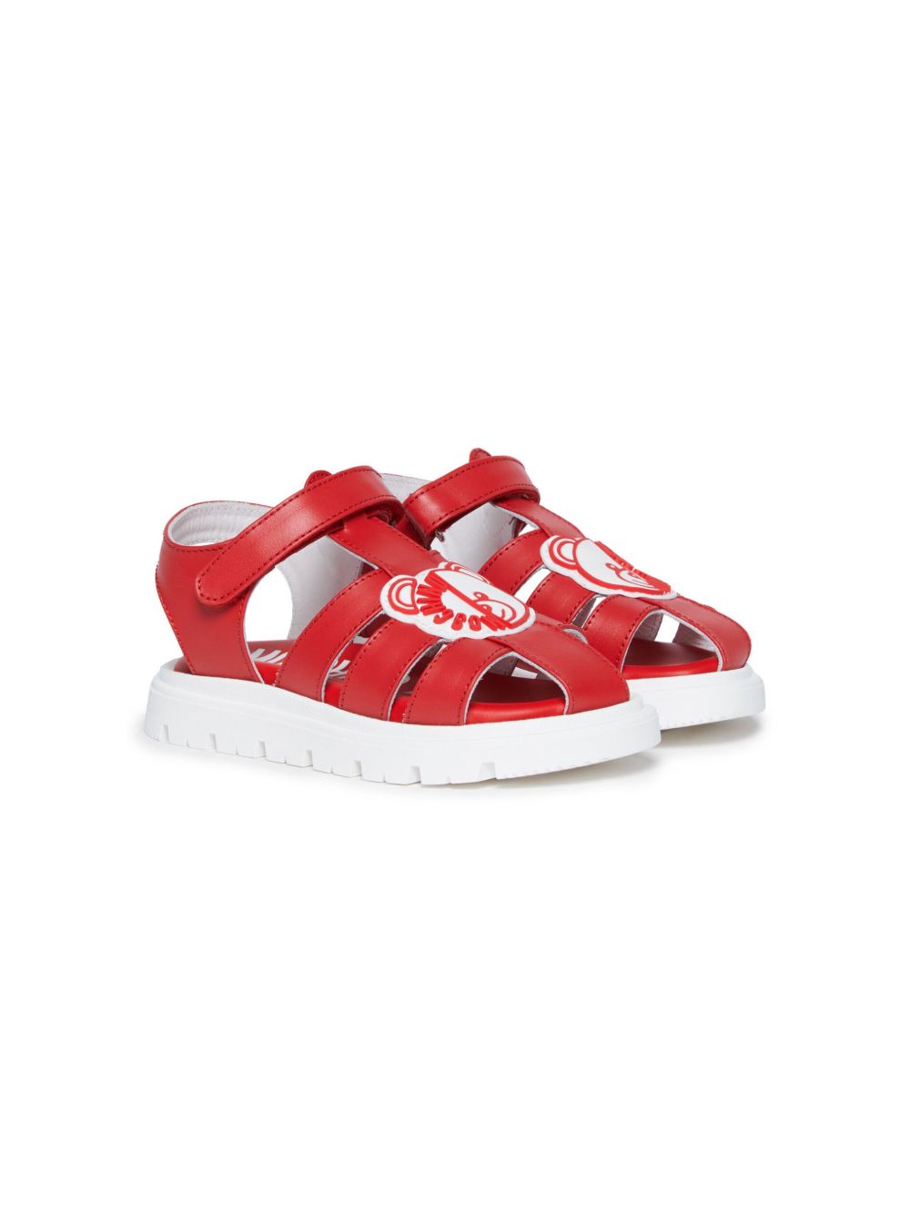 Moschino Kids Teddy Bear 皮质凉鞋 - 红色