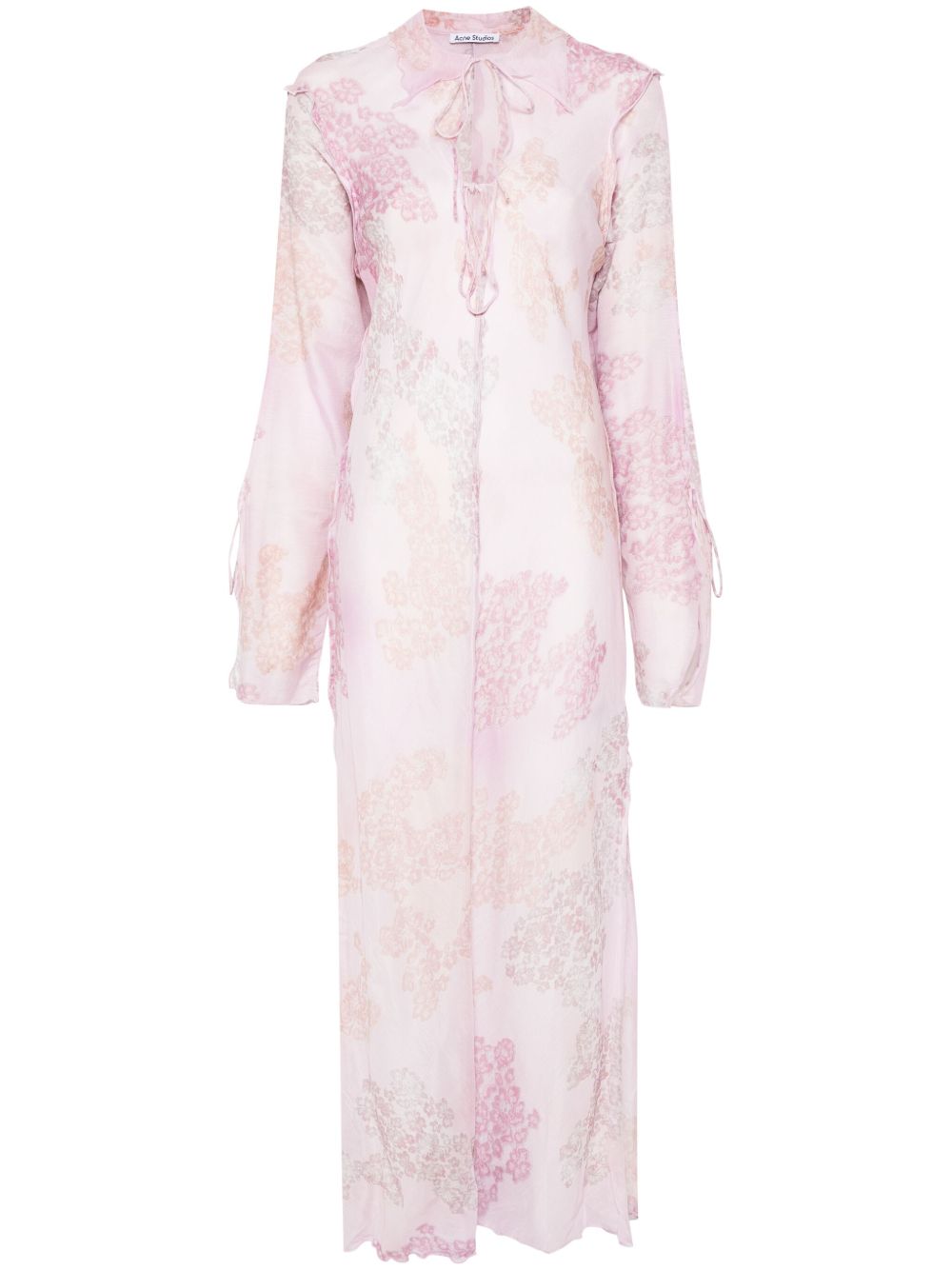 Acne Studios 季节性印花雪纺连衣裙 - 粉色