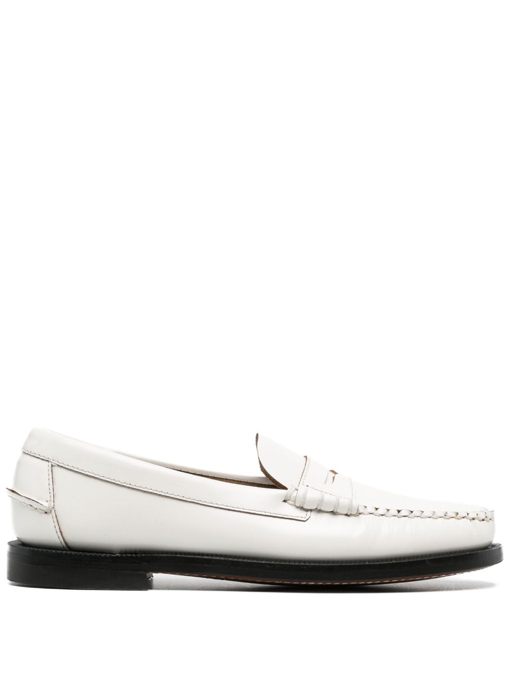 Sebago Dan 经典鞋带平底皮质乐福鞋 - 白色