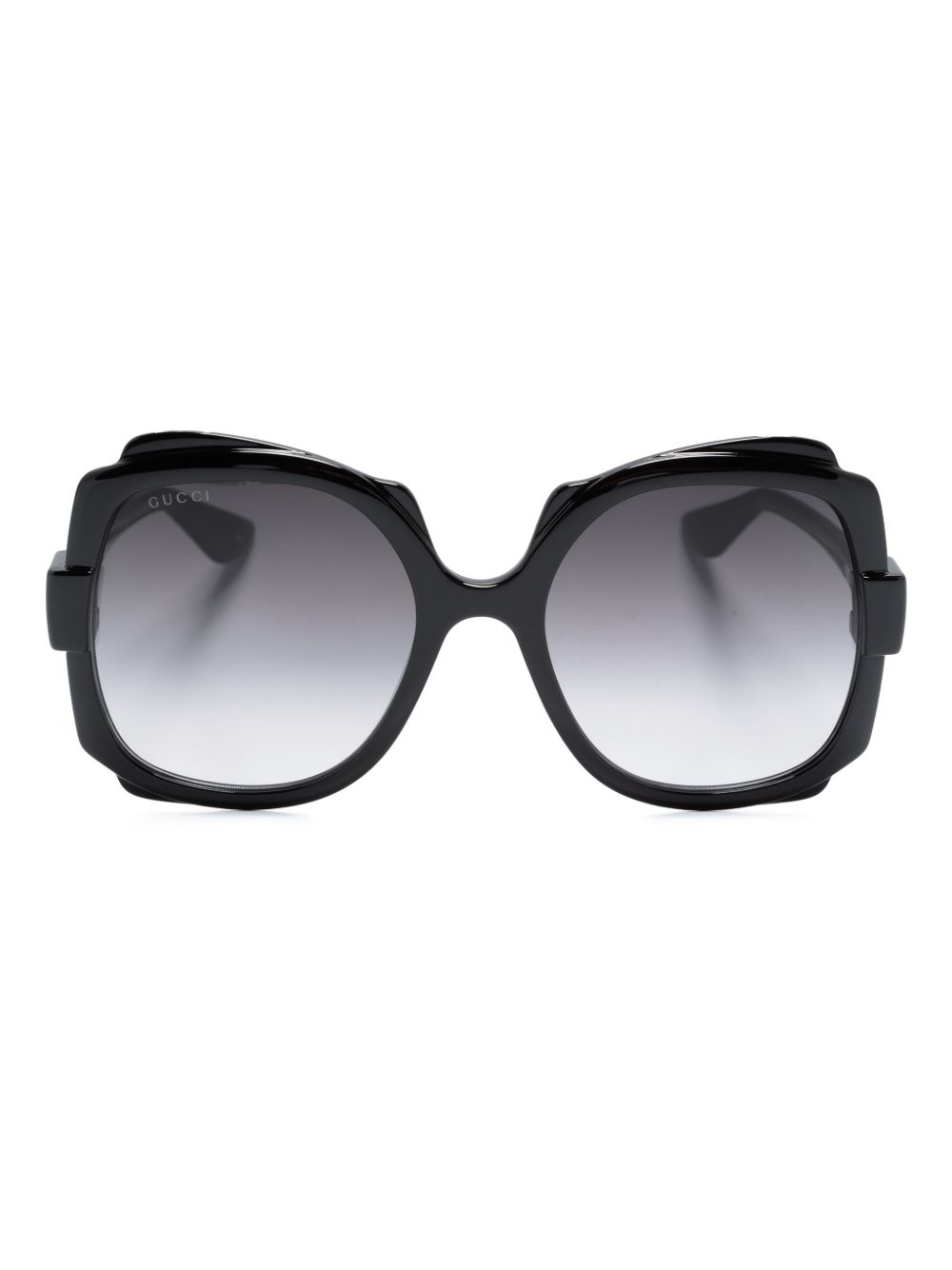 Gucci Eyewear logo雕刻方框太阳眼镜 - 黑色