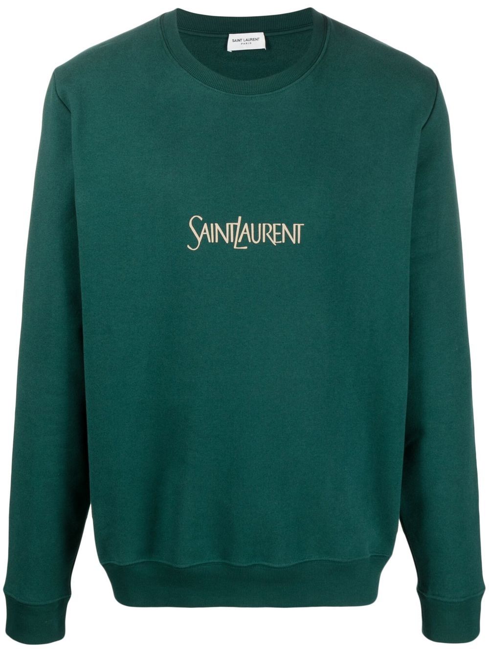 Saint Laurent logo印花棉卫衣 - 绿色