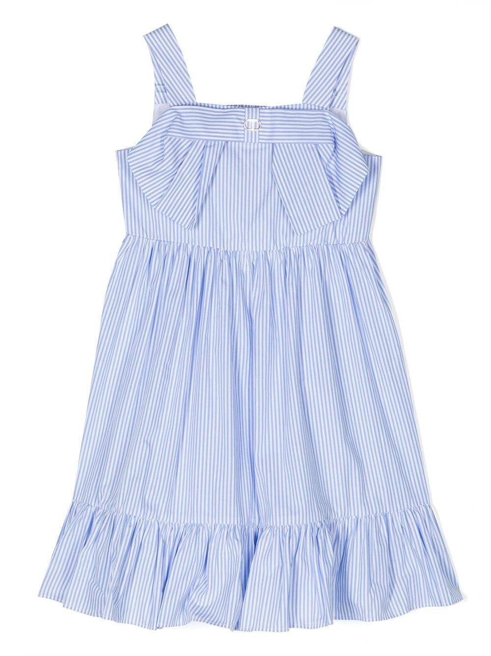 TWINSET Kids 条纹棉连衣裙 - 蓝色