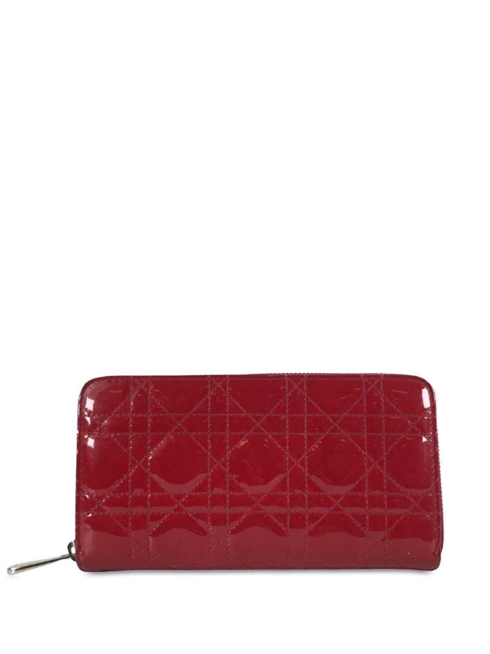 Christian Dior Pre-Owned Patent Cannage 环绕式拉链长款钱包（2012年典藏款） - 红色