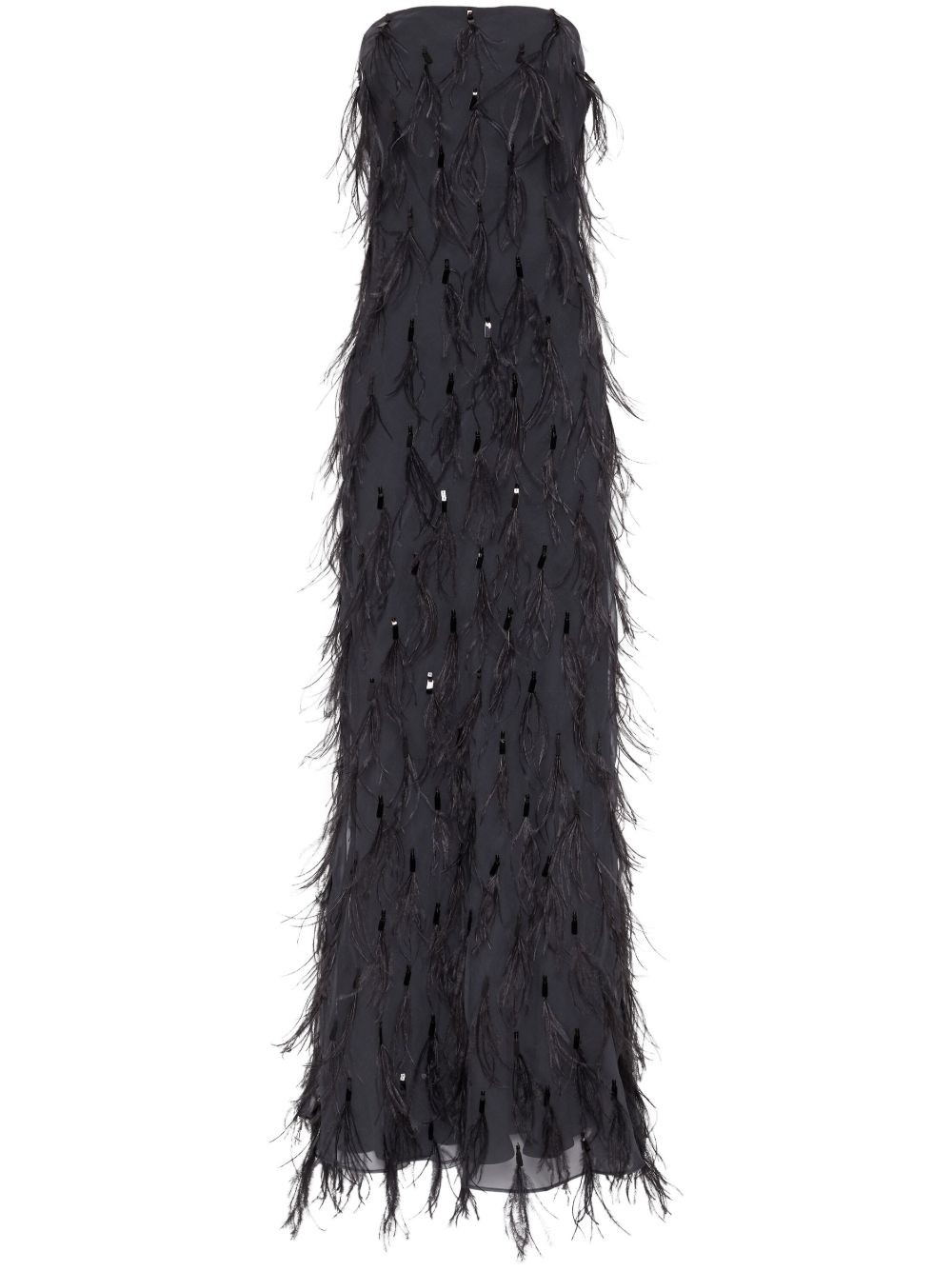 Brunello Cucinelli 羽毛细节礼服 - 黑色