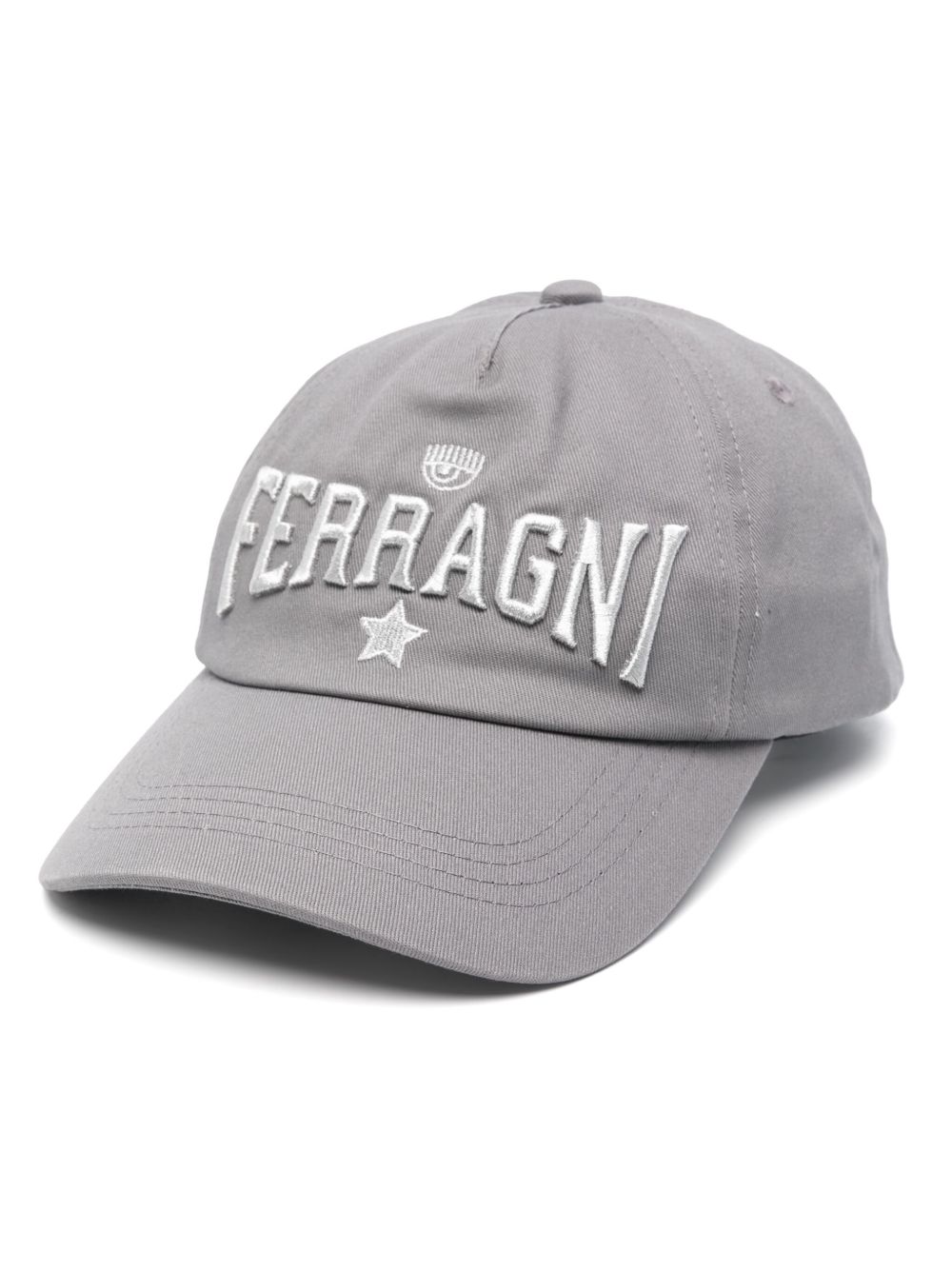Chiara Ferragni logo刺绣棉棒球帽 - 灰色