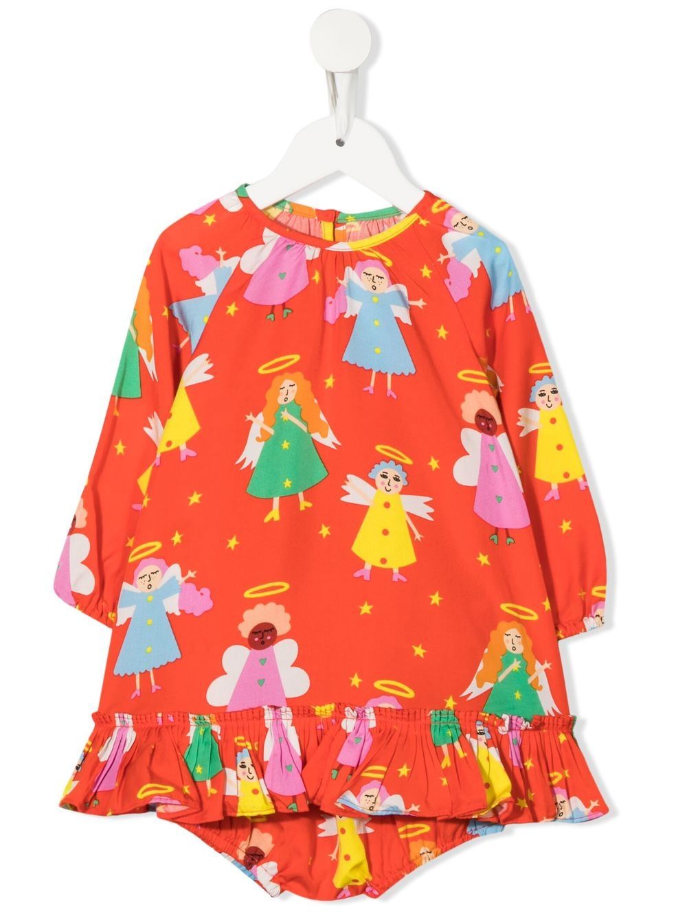 Stella McCartney Kids 斯特拉·麦卡特尼 天使印花荷叶边连衣裙 - 红色