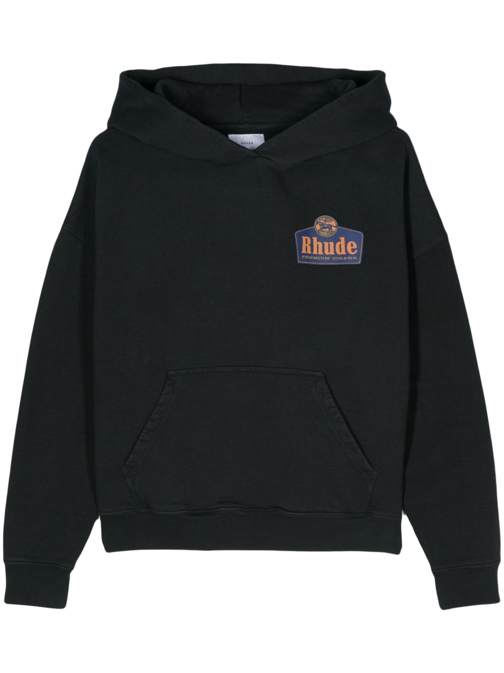 RHUDE logo印花棉连帽衫 - 黑色