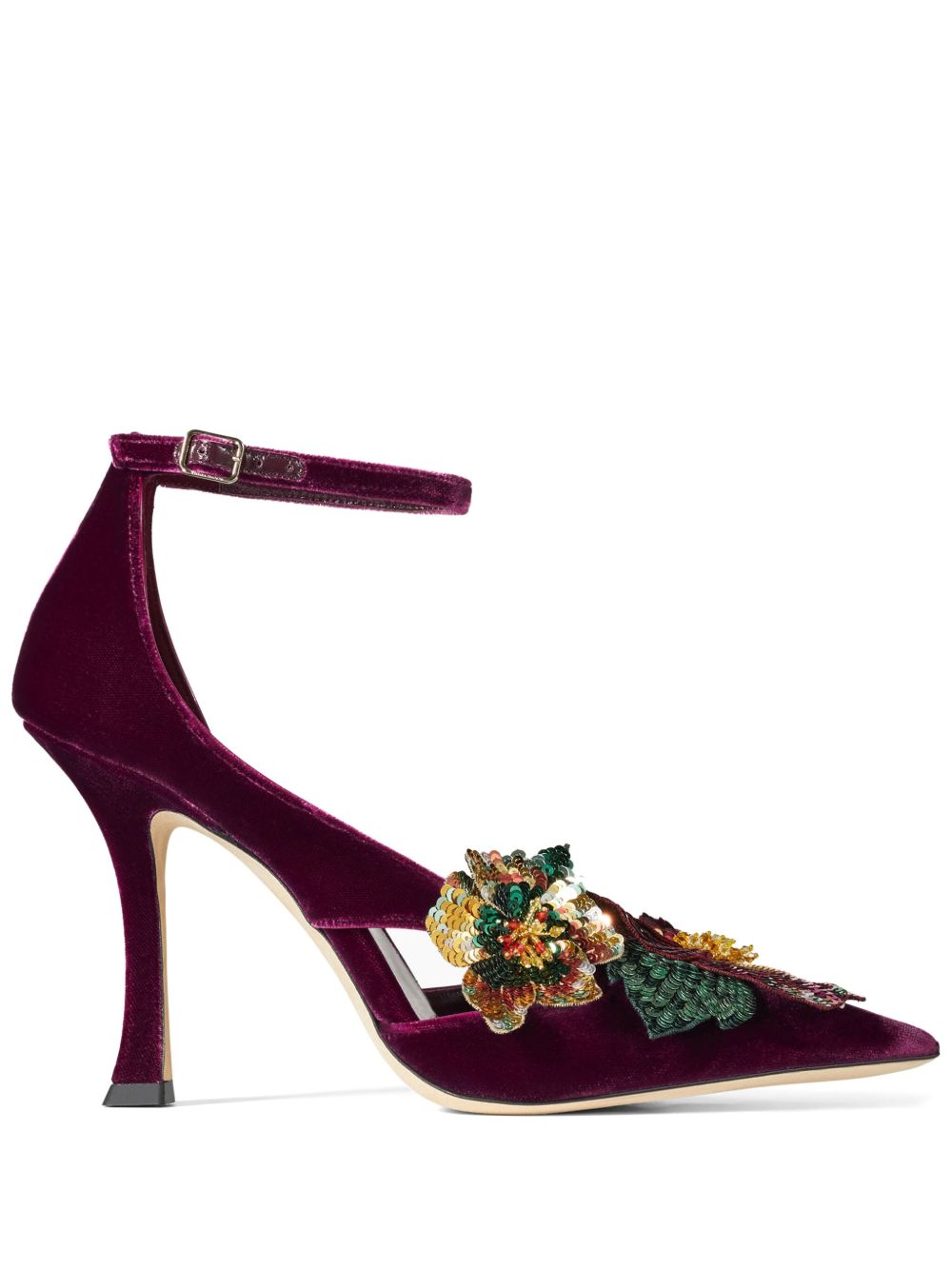 Jimmy Choo Azara 花卉镶嵌高跟鞋 - 紫色